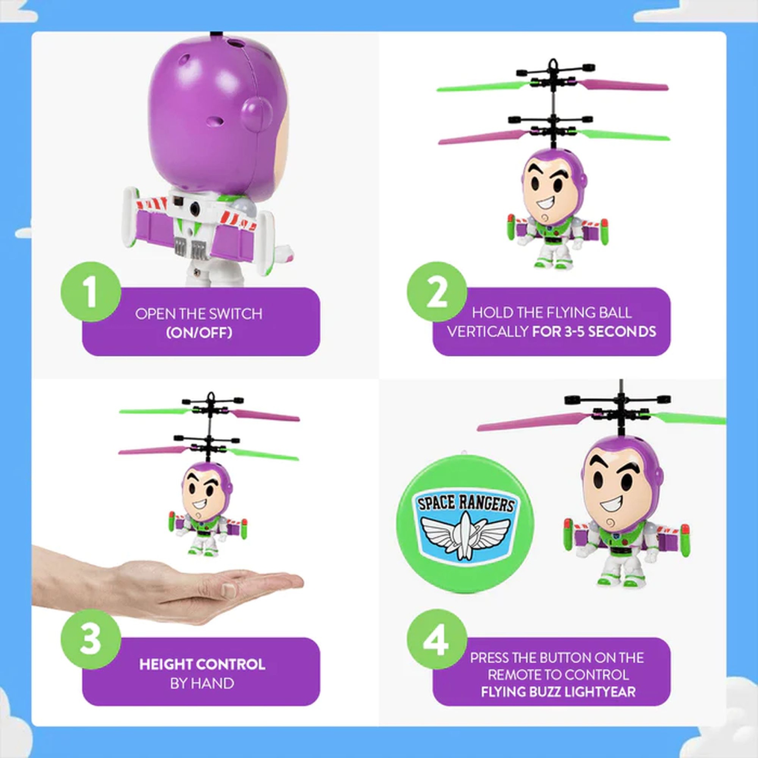 Disney Pixar sous licence Buzz Lightyear Big Head Flying IR UFO Motion Sensing Helicopter