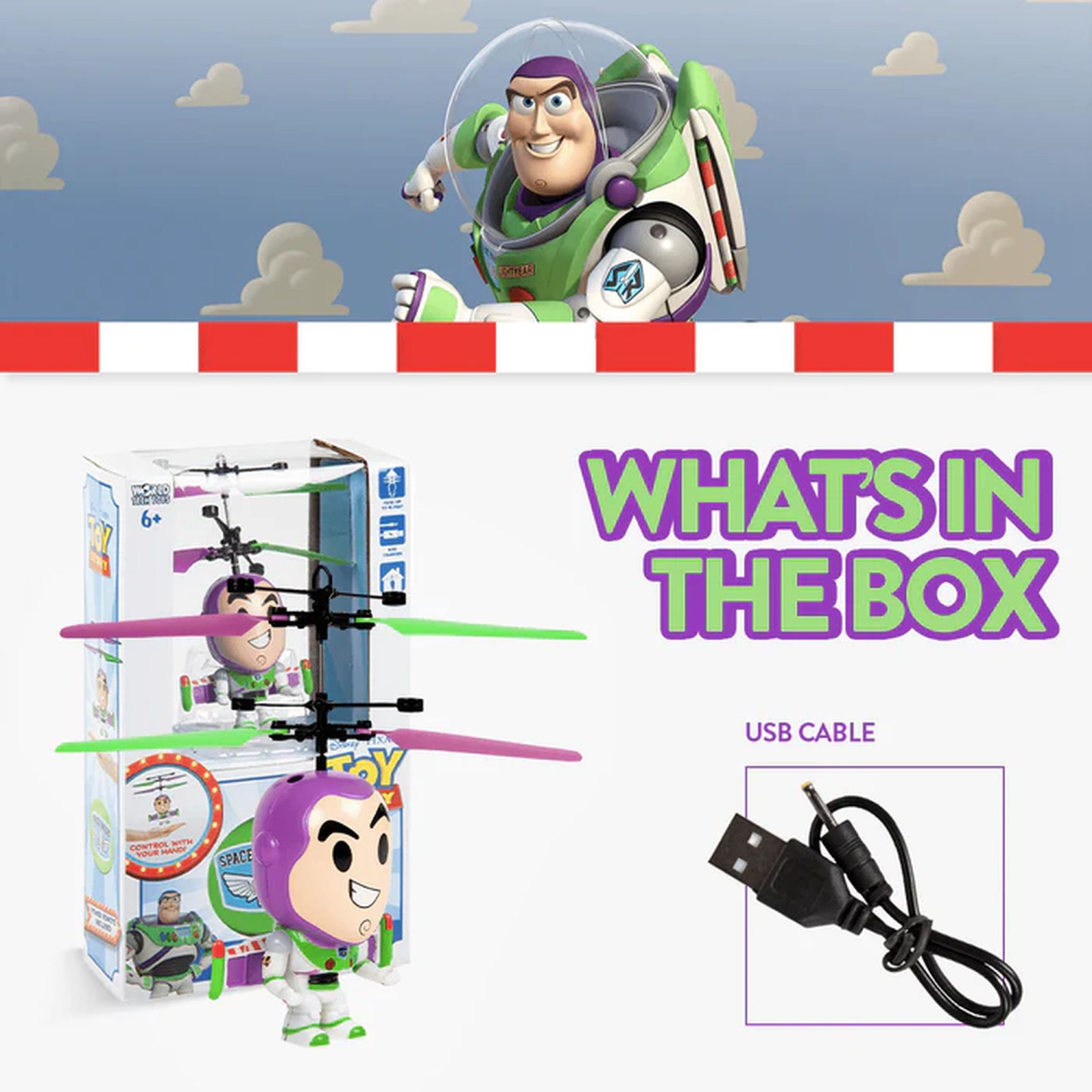 Disney Pixar sous licence Buzz Lightyear Big Head Flying IR UFO Motion Sensing Helicopter