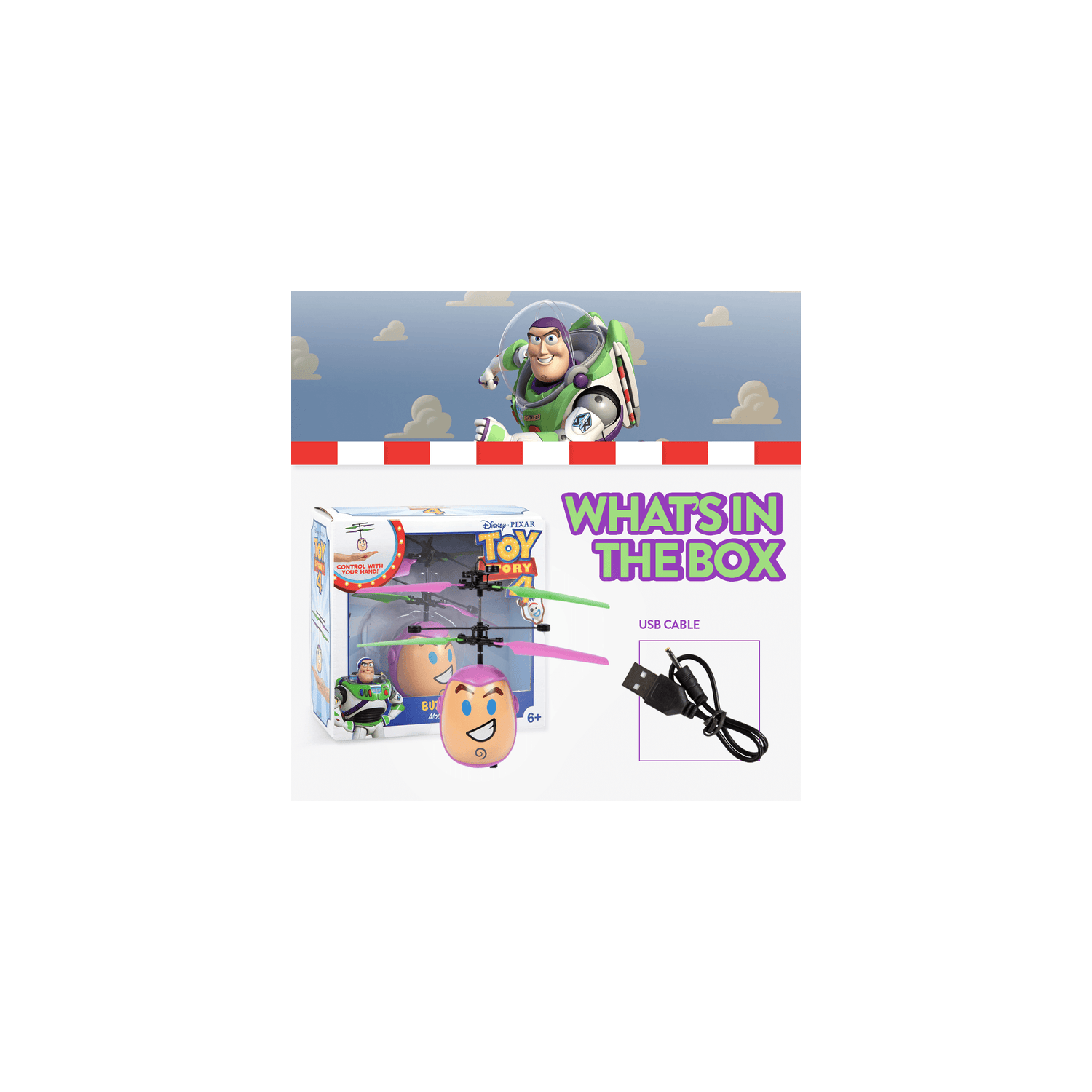 L’hélicoptère téléguidé Buzz Lightyear Flying IR UFO Motion Sensing histoire de jouets sous licence de Disney Pixar