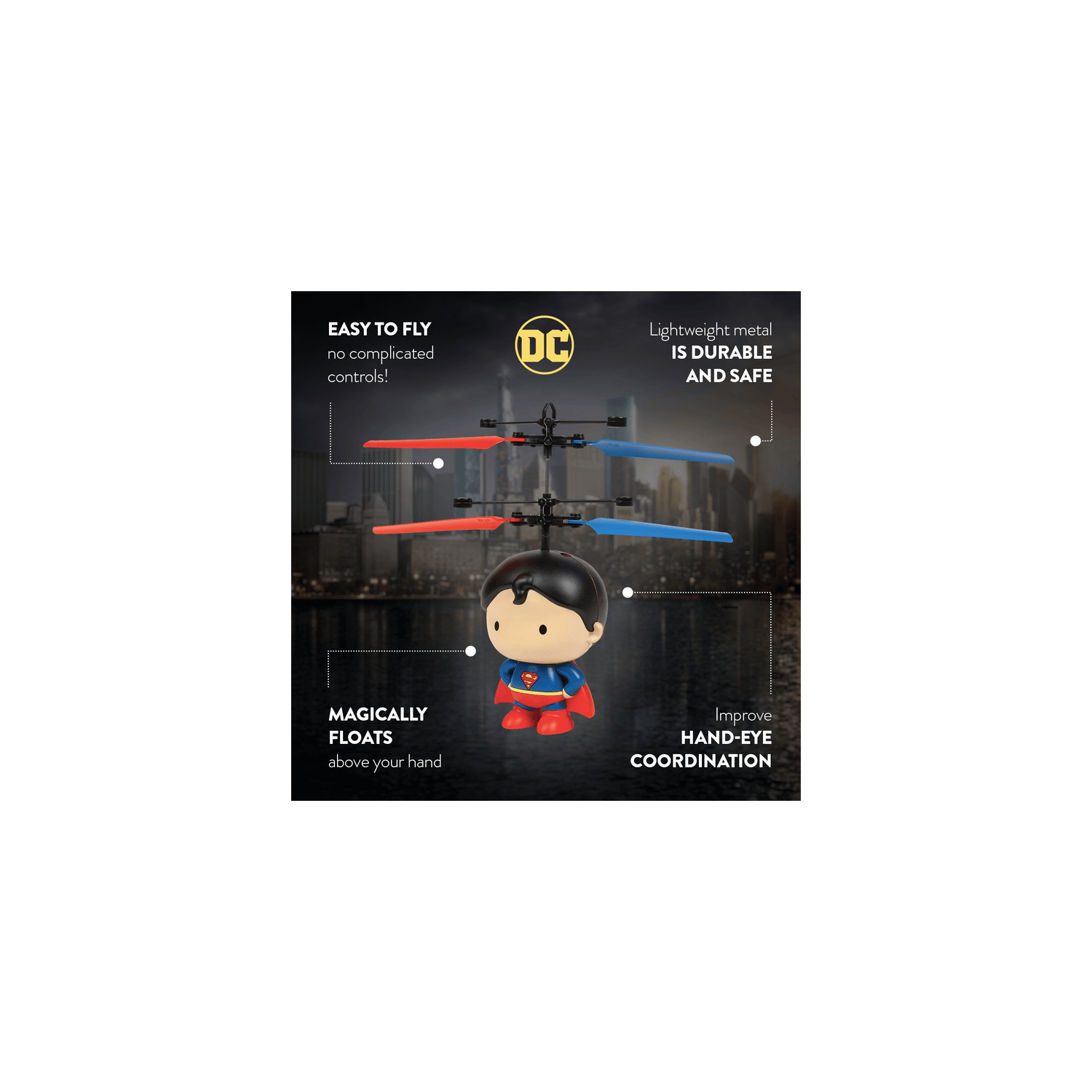 DC sous licence Superman 3,5 pouces Flying Figure UFO Big Head Hélicoptère