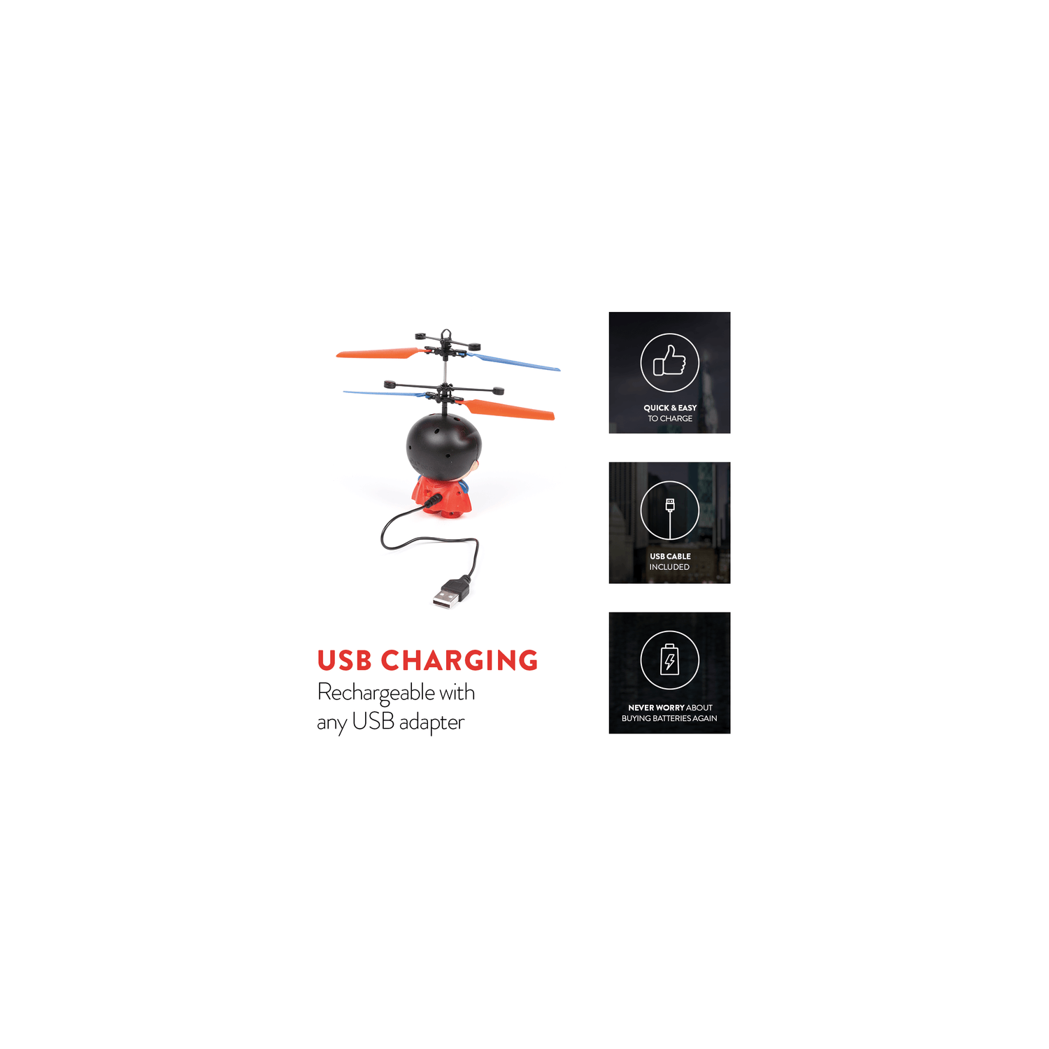 DC sous licence Superman 3,5 pouces Flying Figure UFO Big Head Hélicoptère