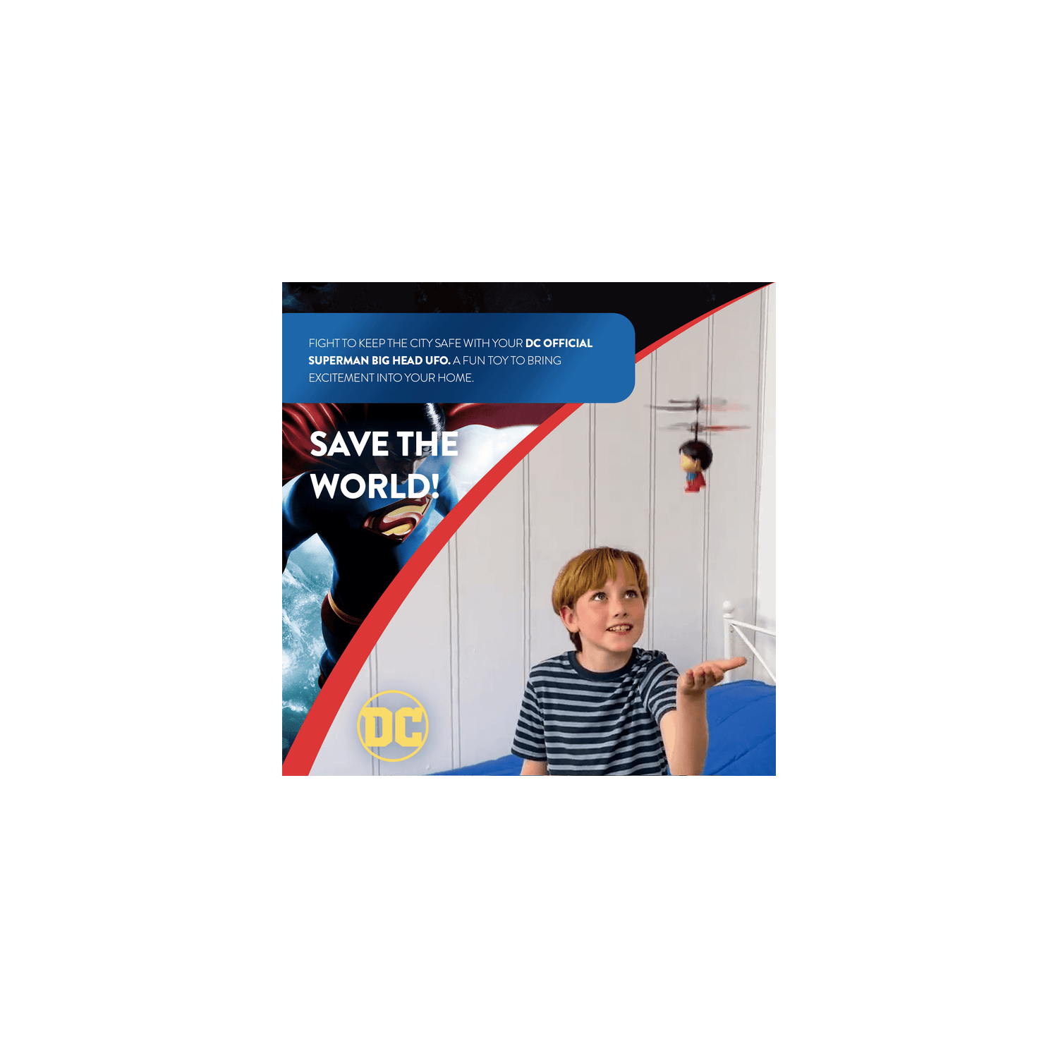 DC sous licence Superman 3,5 pouces Flying Figure UFO Big Head Hélicoptère