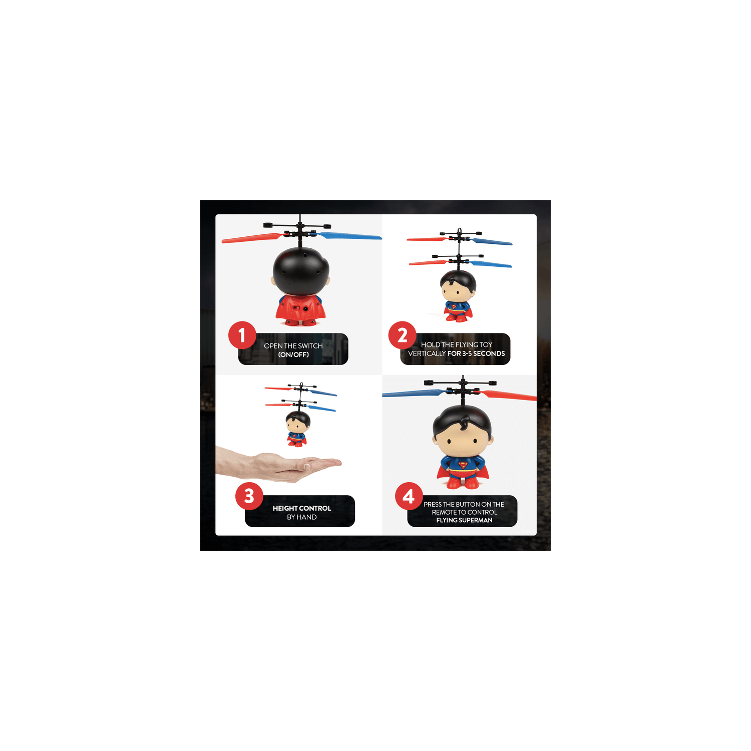 DC sous licence Superman 3,5 pouces Flying Figure UFO Big Head Hélicoptère