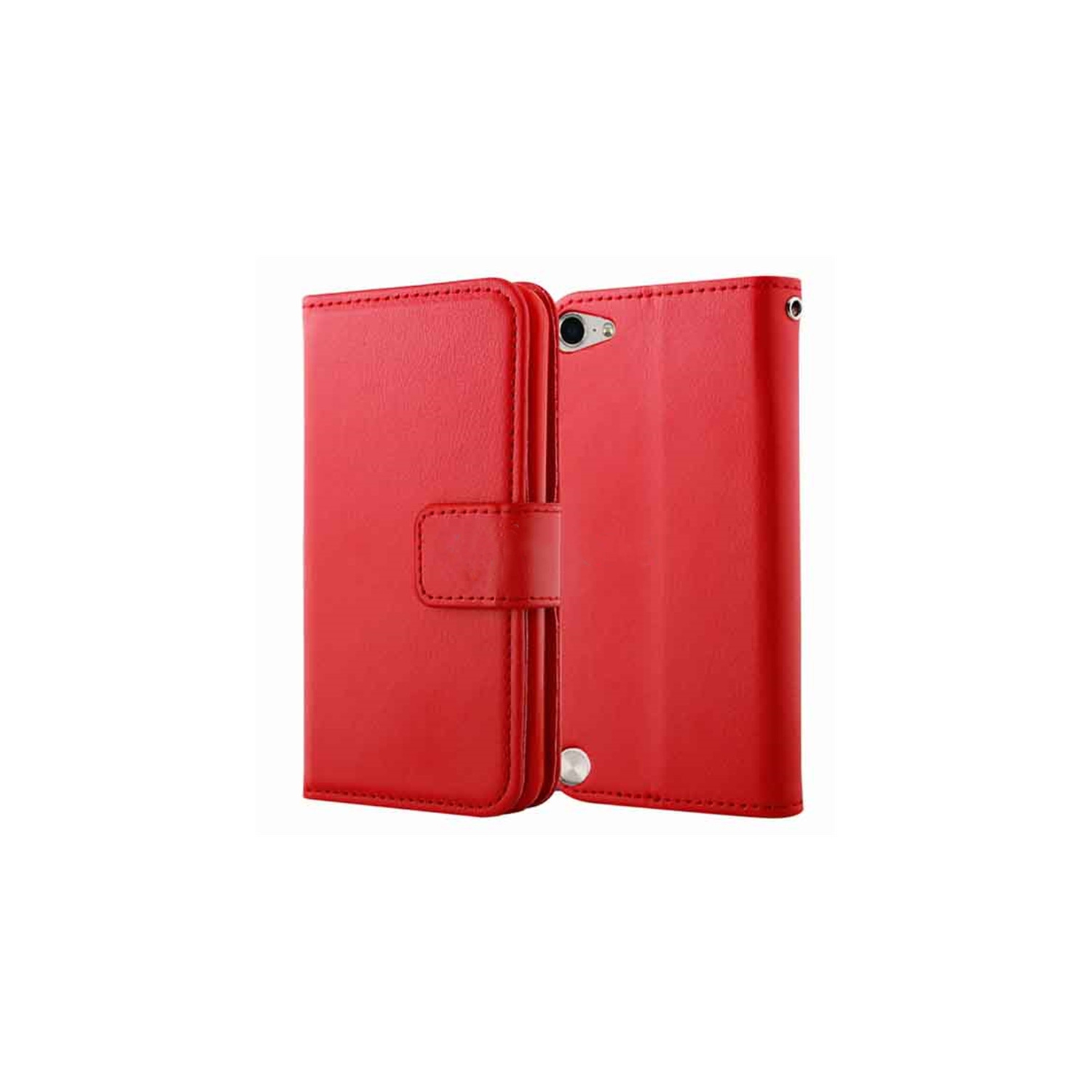 [CS] Étui pour iPod touch 5/6/7, étui portefeuille magnétique en cuir avec fente pour carte, rouge