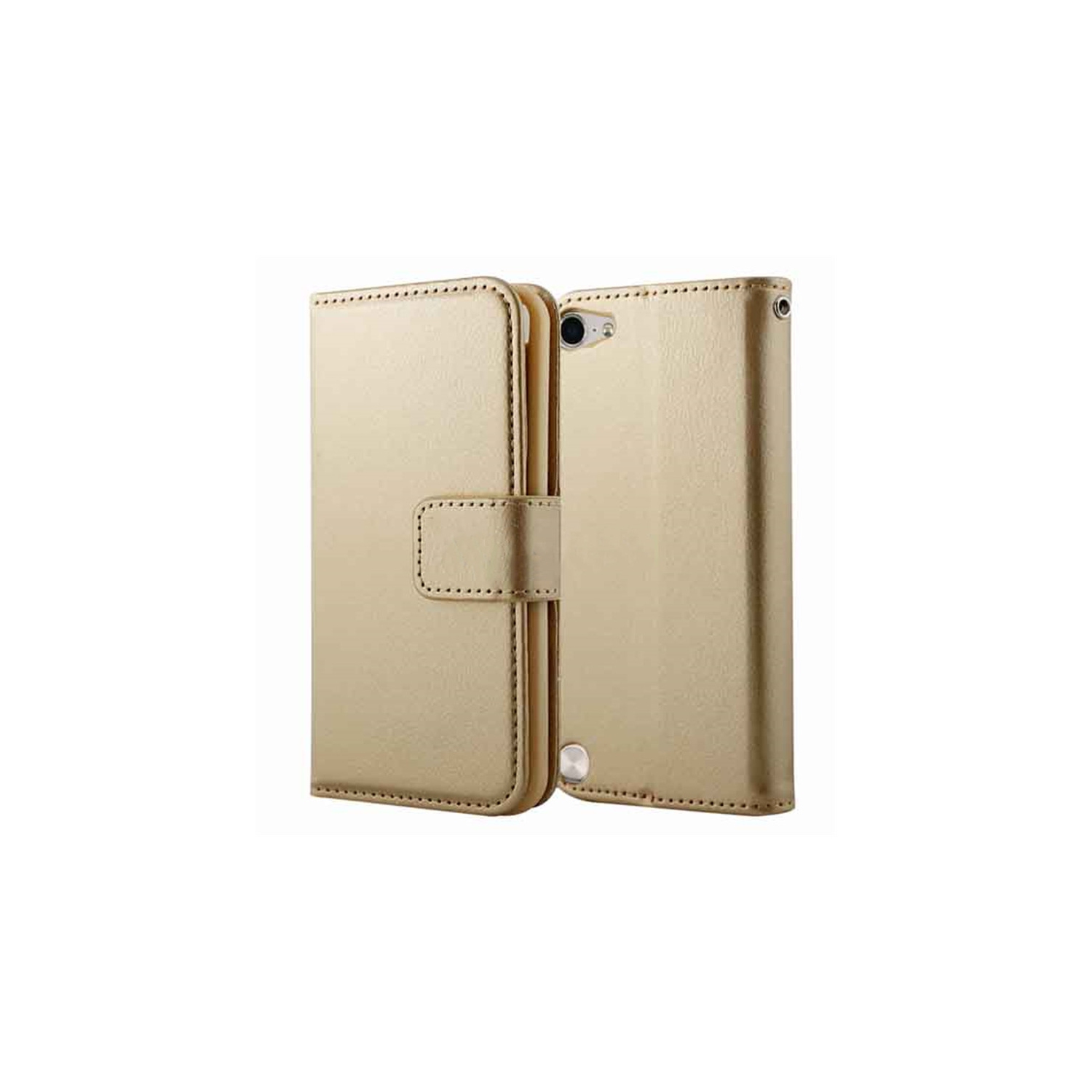 [CS] iPod Touch 5 / 6 / 7 Case, Magnetic Leather Folio Wallet Flip Case Cover with Card Slot, Gold