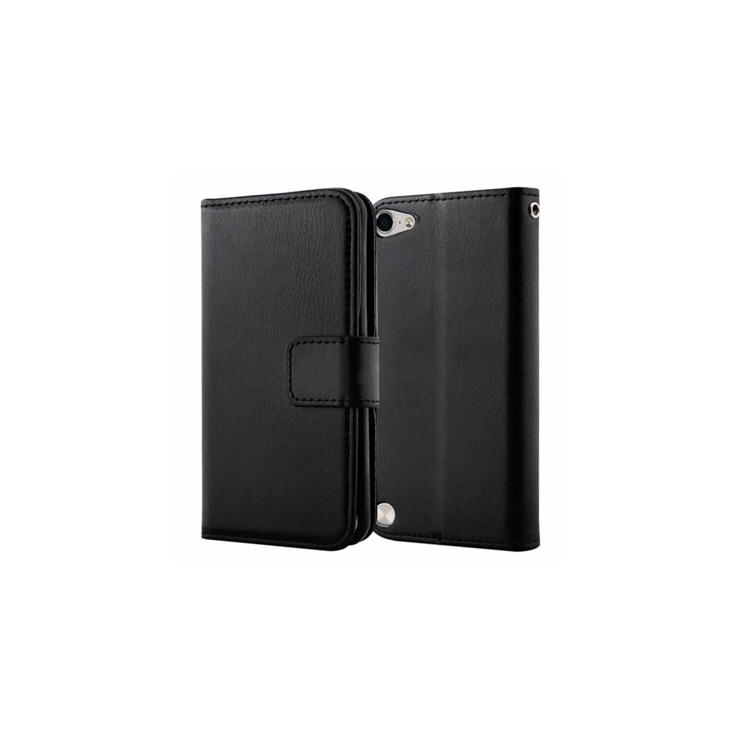 [CS] iPod Touch 5 / 6 / 7 Case, Magnetic Leather Folio Wallet Flip Case Cover with Card Slot, Black