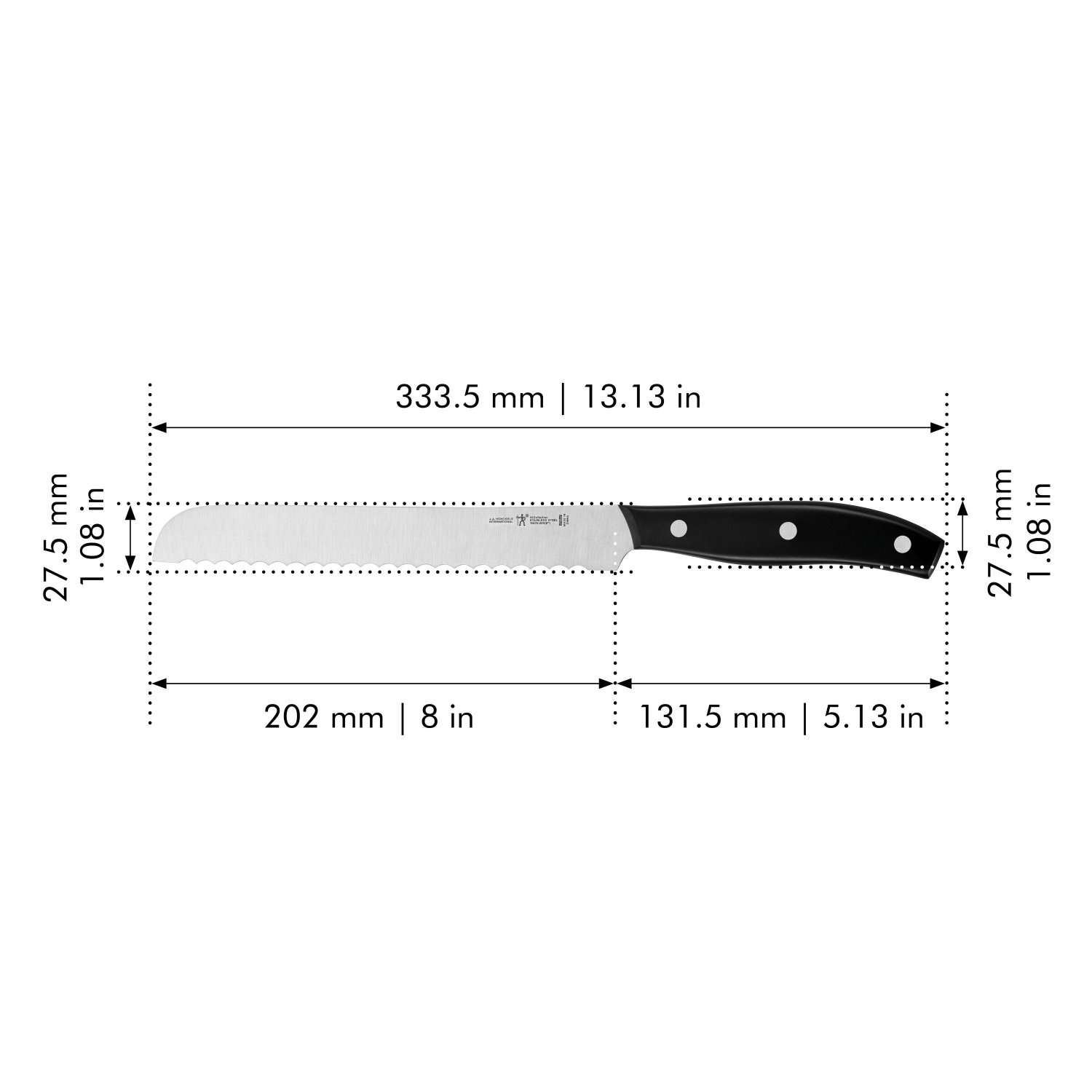 Henckels International Henckels 'Definition' 8" Bread Knife Stainless Steel & Black 8 In