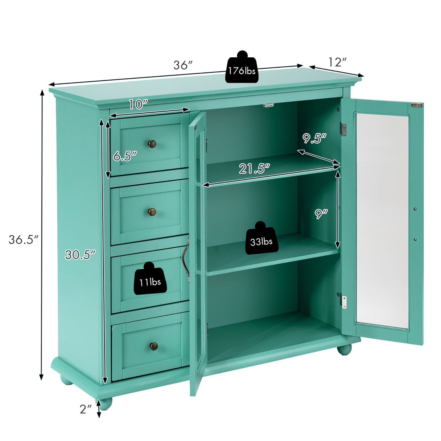 Armoire de rangement de cuisine avec tiroirs et portes de Costway pour buffet