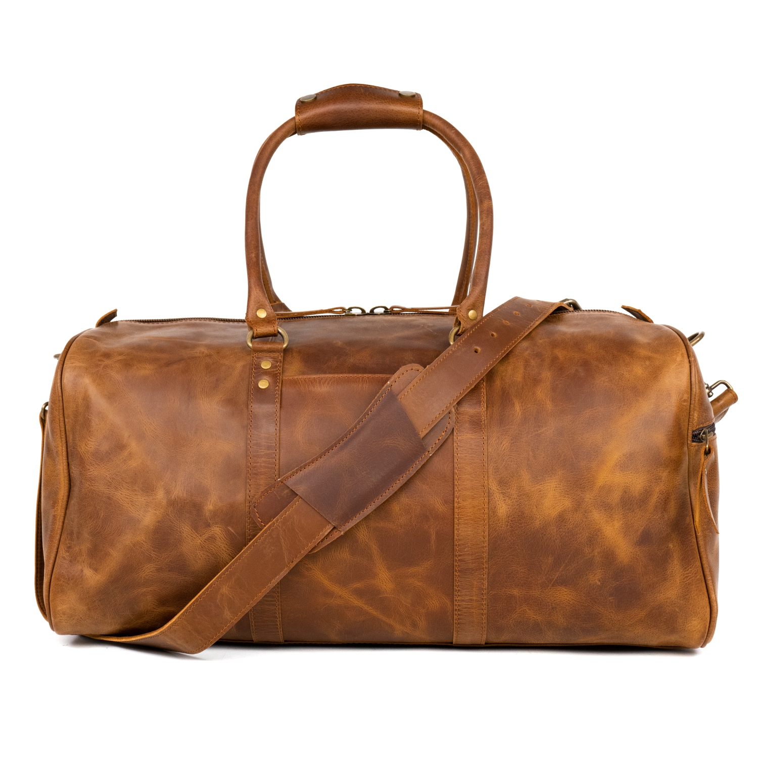 CAMOUFLE – Sac de sport en cuir Weekender Gym, 21 po, brun alezan