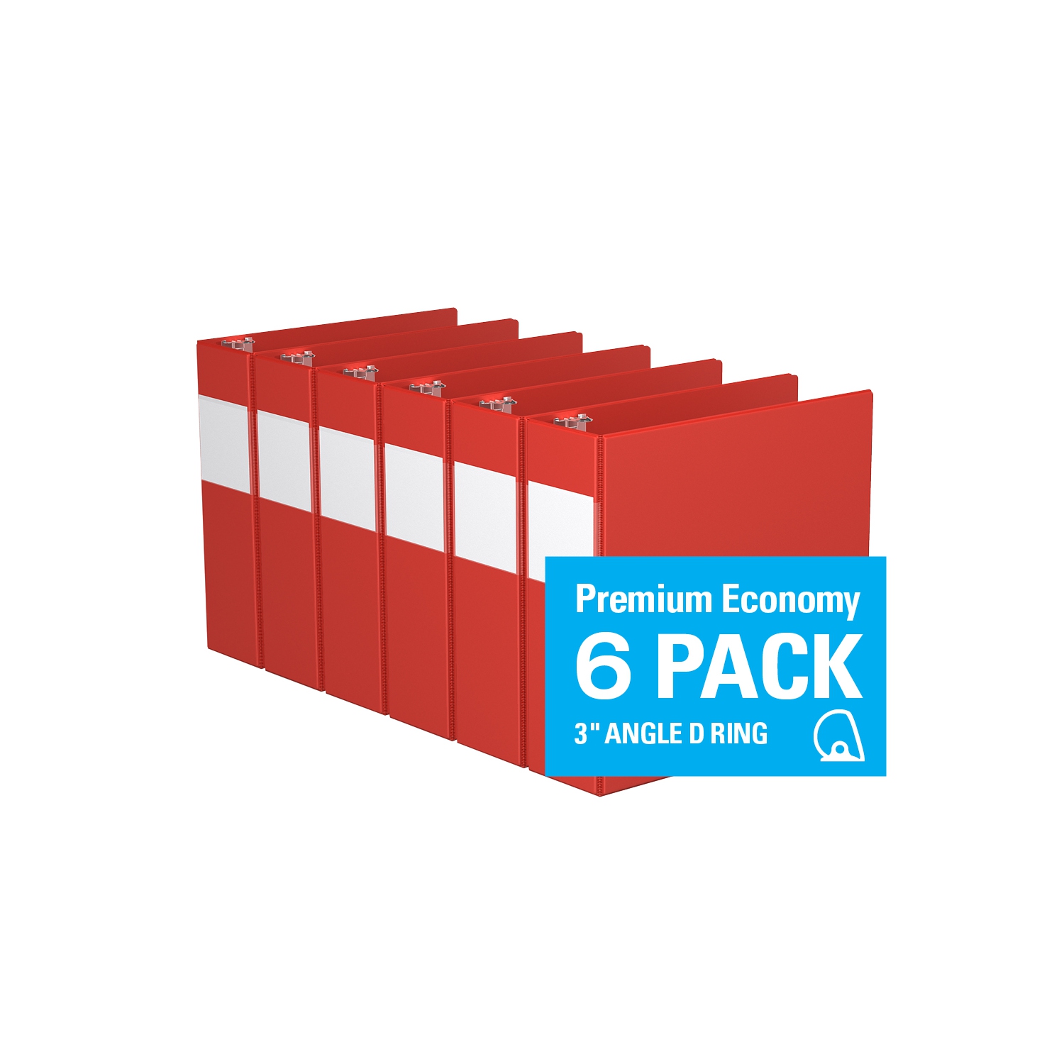 Davis Group Premium Economy D Ring Binder, 6 Pack, 3" - Red