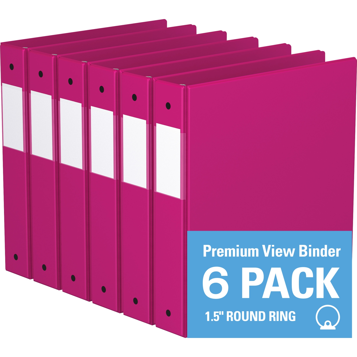 Super économie, Reliure à anneaux ronds 1.5 po, paquet de 6 – Rose