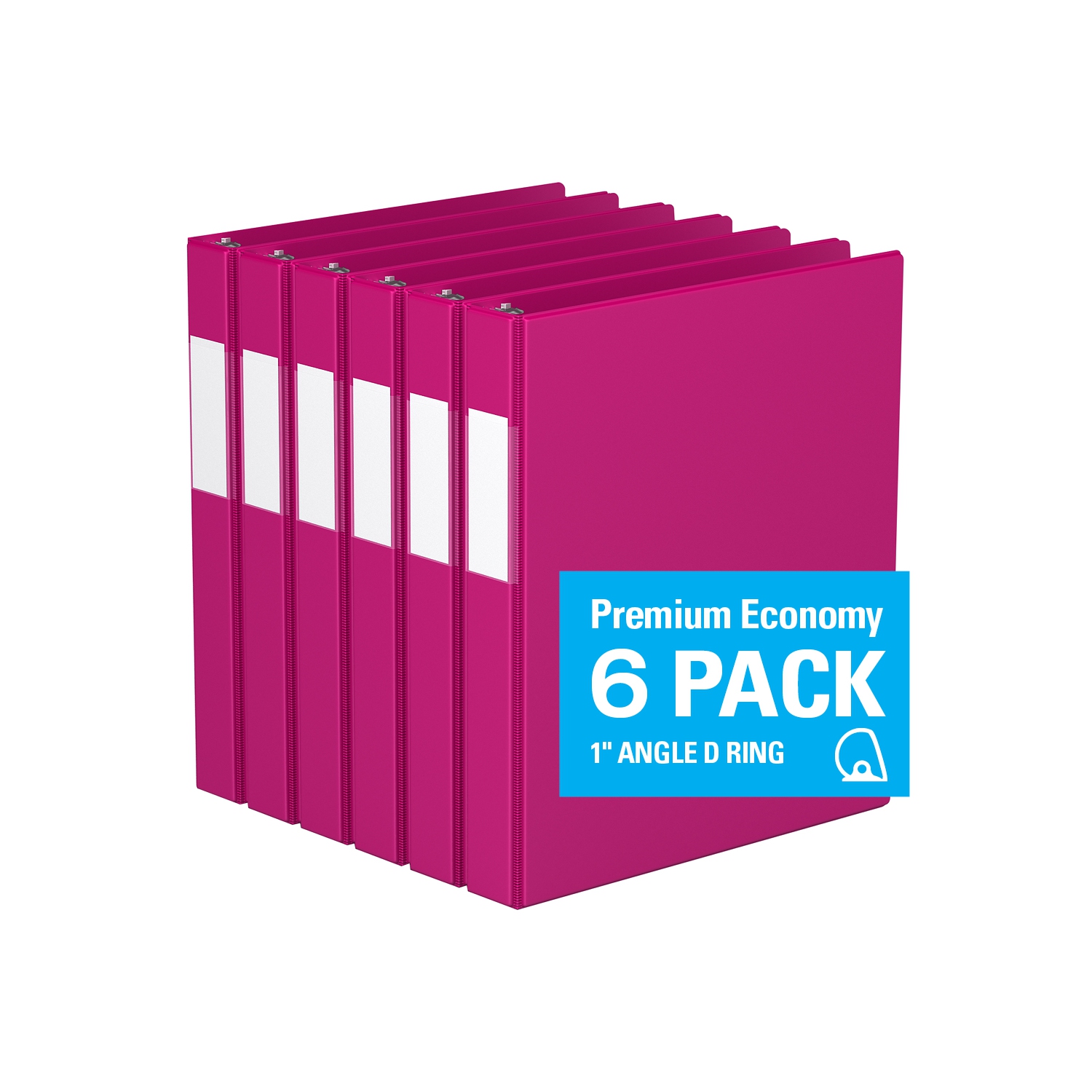 Davis Group Premium Economy D Ring Binder, 6 Pack, 1" - Pink