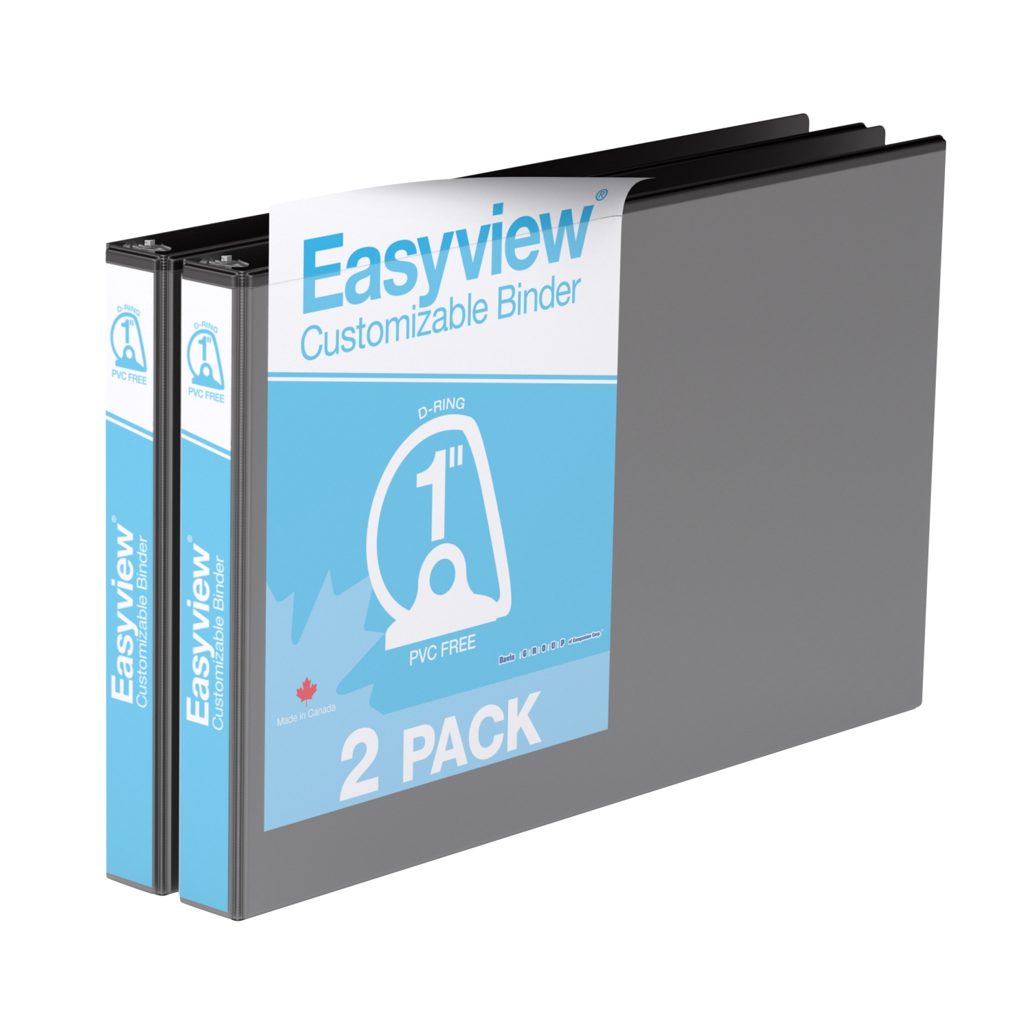 Davis Group Easyview® Premium, Angle D Ring, Customizable, 11 x 17 inch, Spreadsheet View Binder, 2 Pack
