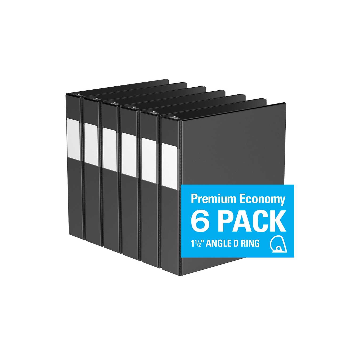 Davis Group Premium Economy D Ring Binder, 6 Pack, 1.5" - Black