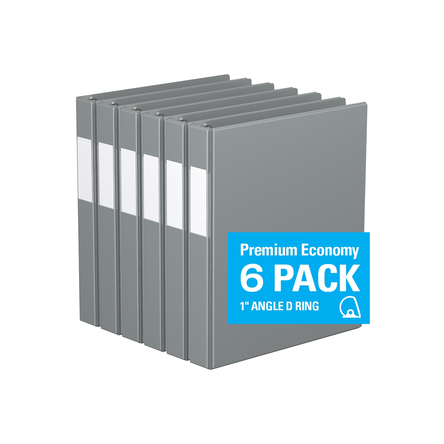 Davis Group Premium Economy D Ring Binder, 6 Pack, 1" - Grey