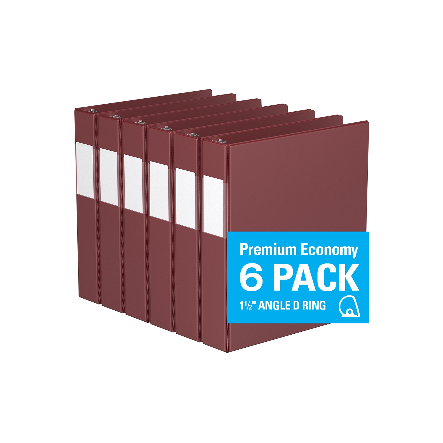 Davis Group Premium Economy D Ring Binder, 6 Pack, 1.5" - Burgundy