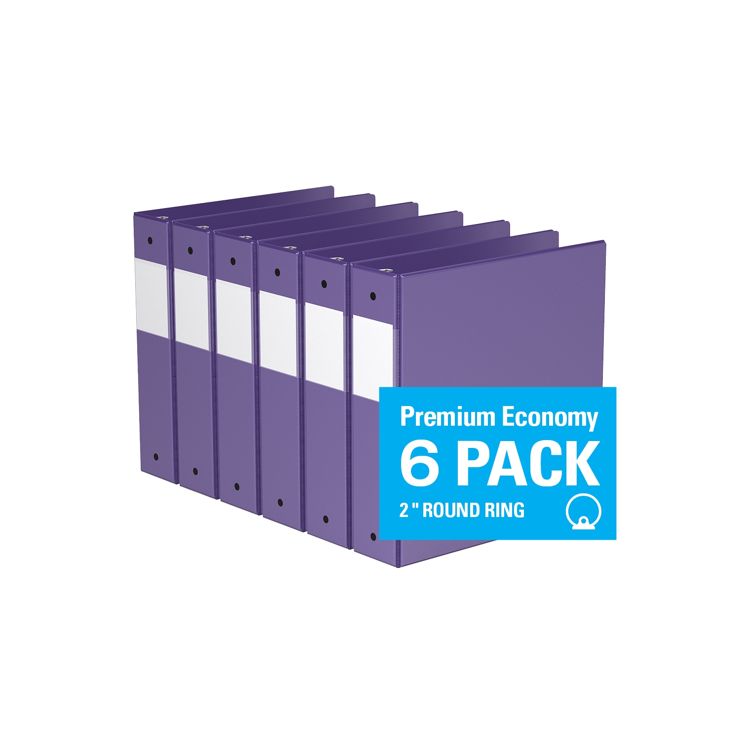 Davis Group Premium Economy Round Ring Binder, 6 Pack, 2" - Purple
