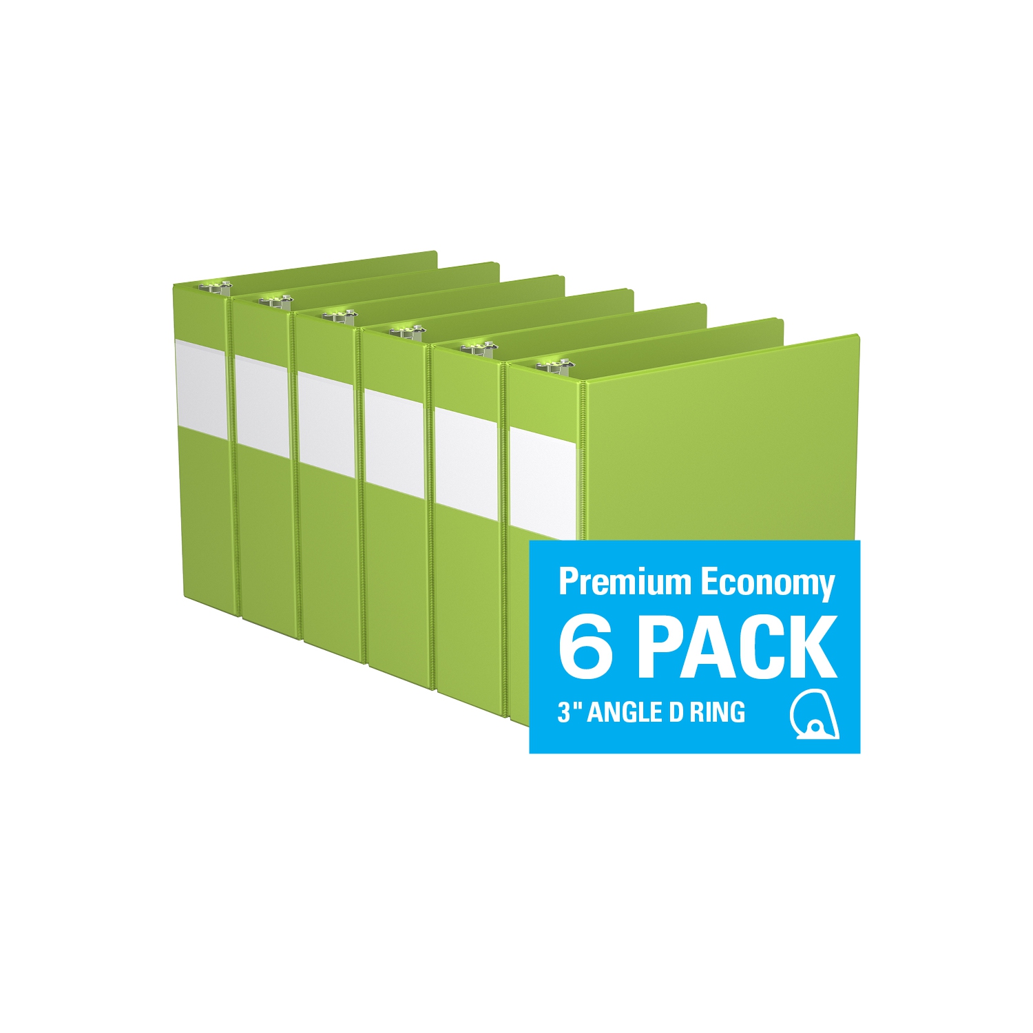 Davis Group Premium Economy D Ring Binder, 6 Pack, 3" - Lime Green