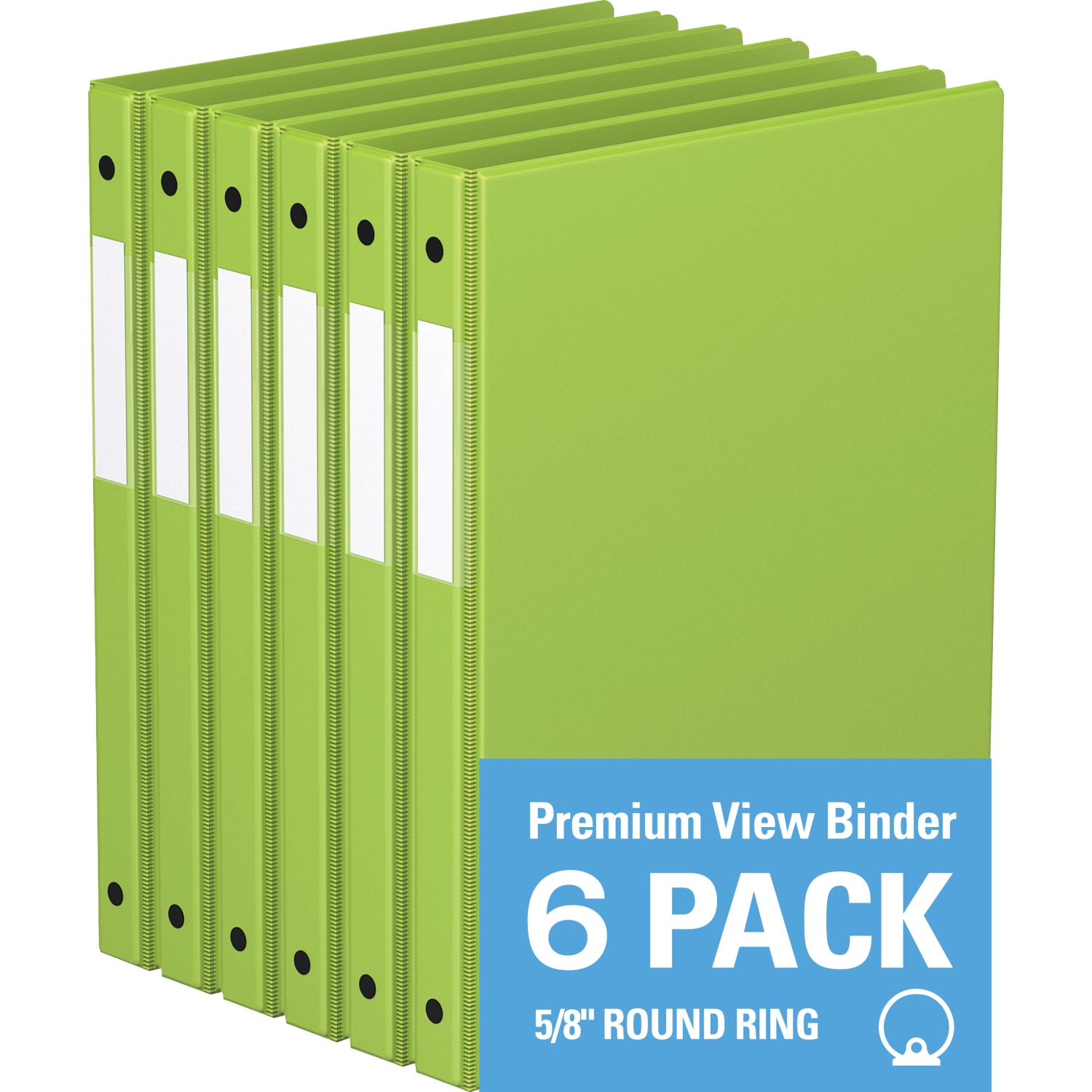 Davis Group Premium Economy Round Ring Binder, 6 Pack, 5/8" - Lime Green
