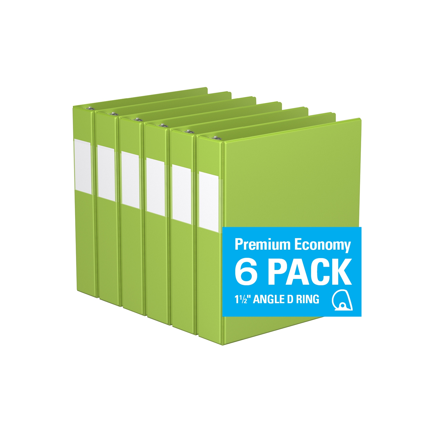 Davis Group Premium Economy D Ring Binder, 6 Pack, 1.5" - Lime Green