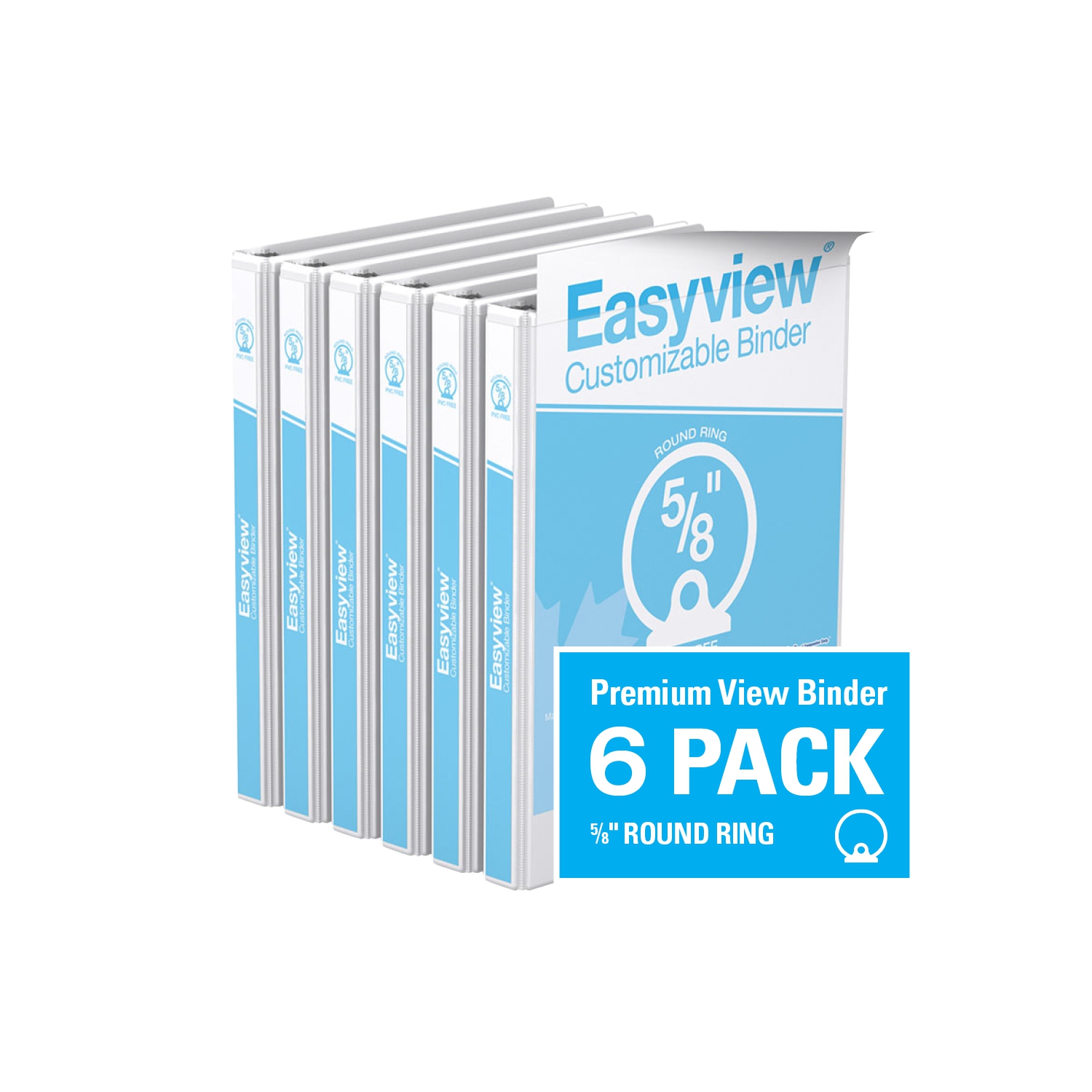 Davis Group, Easyview® Premium, Round Ring, Customizable, View Binder, 6 Pack