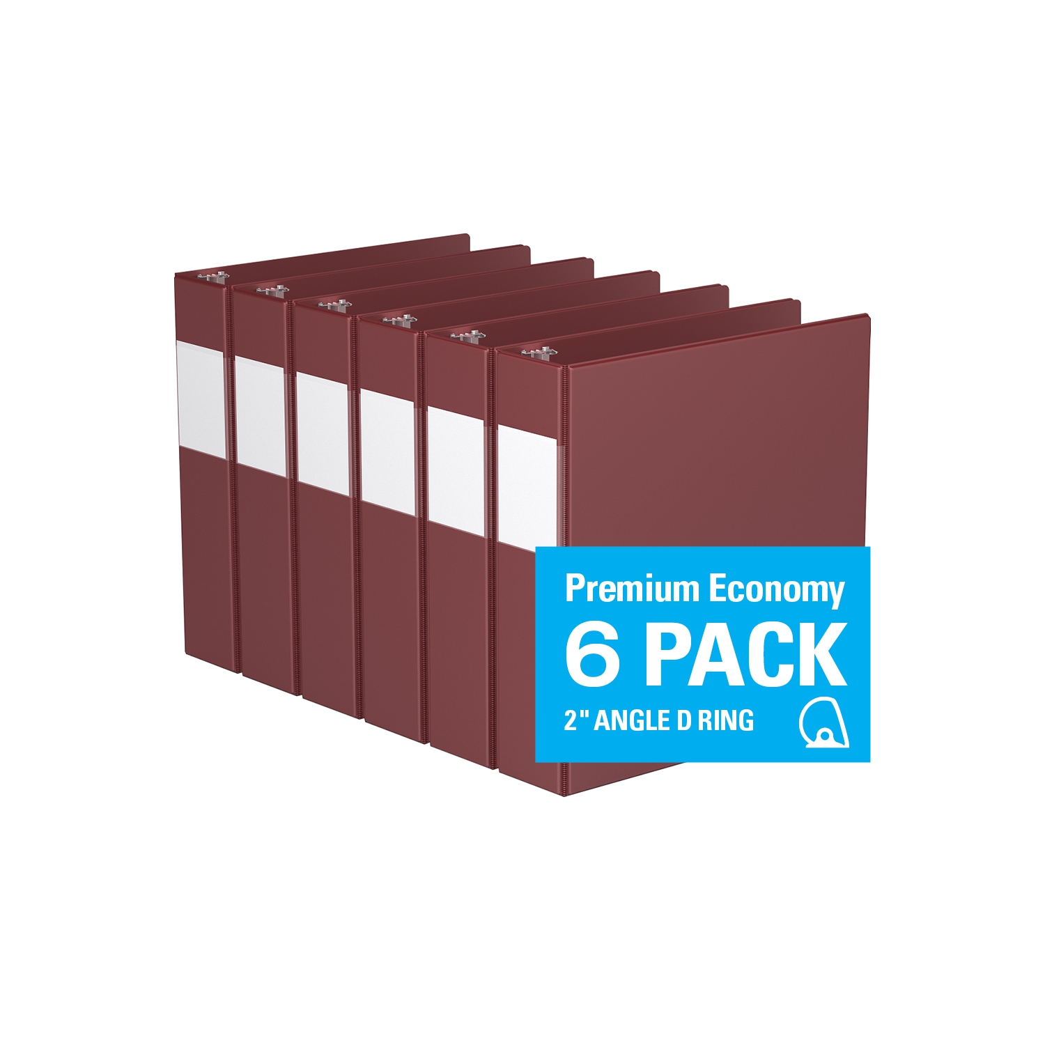 Davis Group Premium Economy D Ring Binder, 6 Pack, 2" - Burgundy