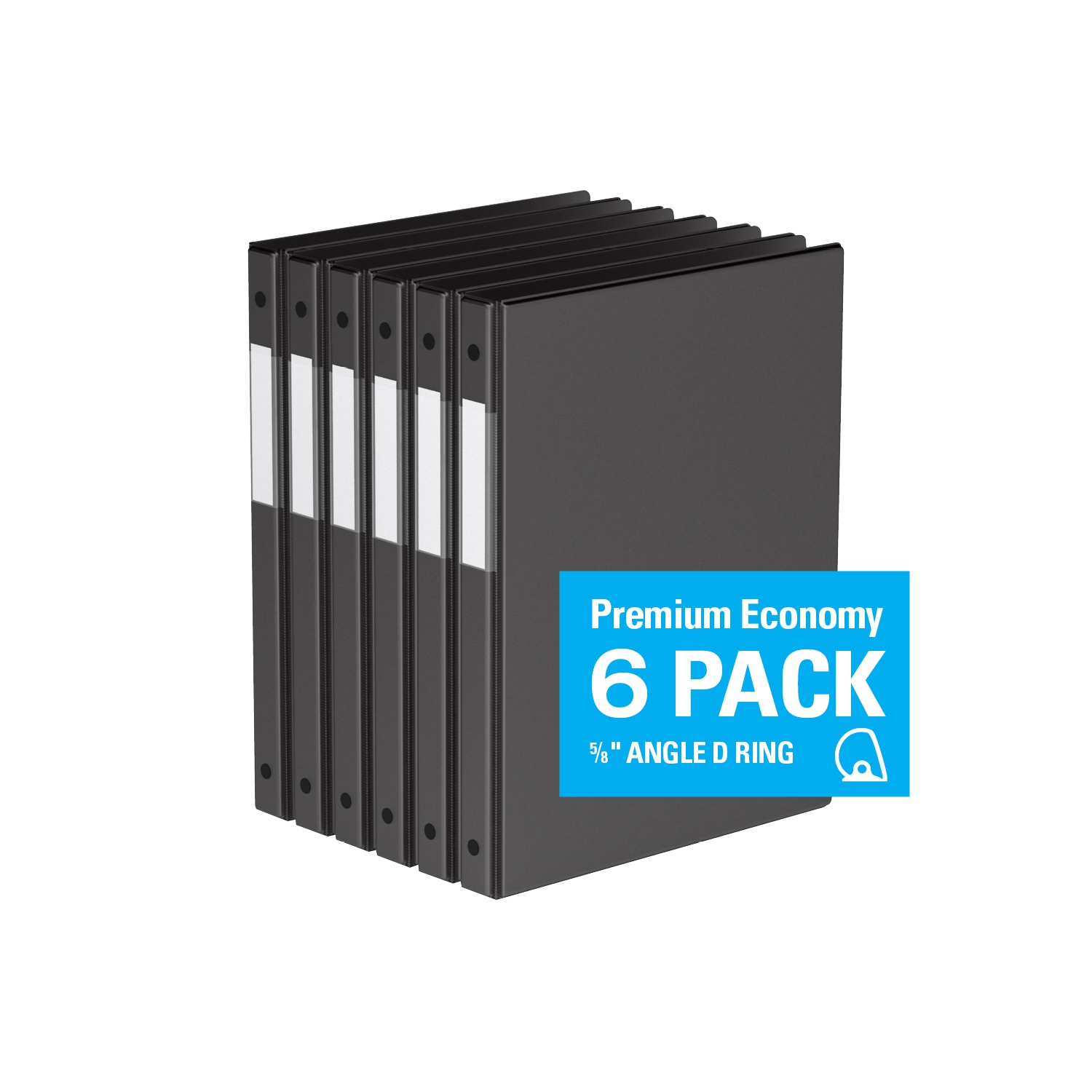Davis Group Premium Economy Round Ring Binder, 6 Pack, 5/8" - Black