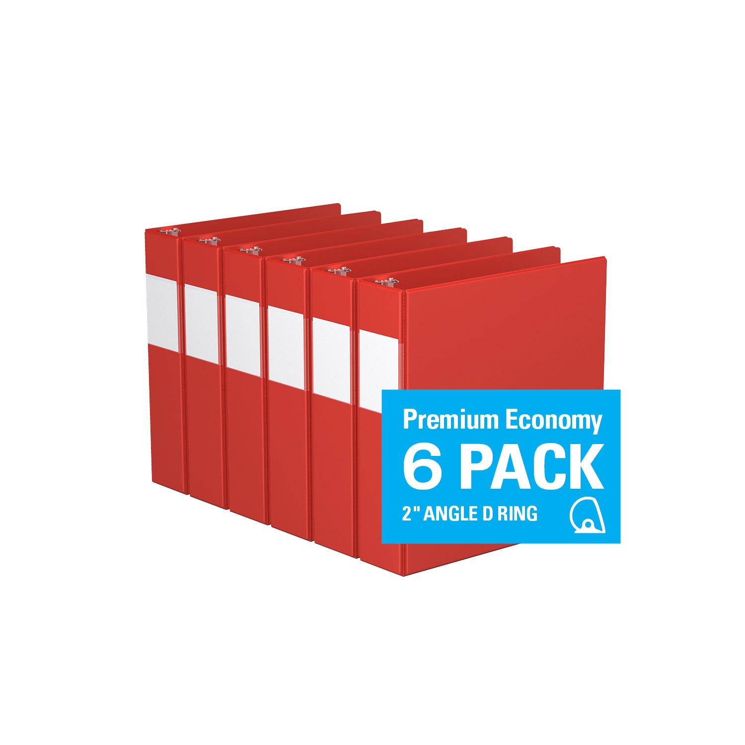 Davis Group Premium Economy D Ring Binder, 6 Pack, 2" - Red