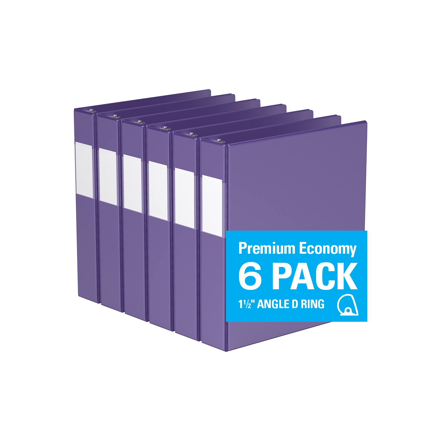 Davis Group Premium Economy D Ring Binder, 6 Pack, 1.5" - Purple