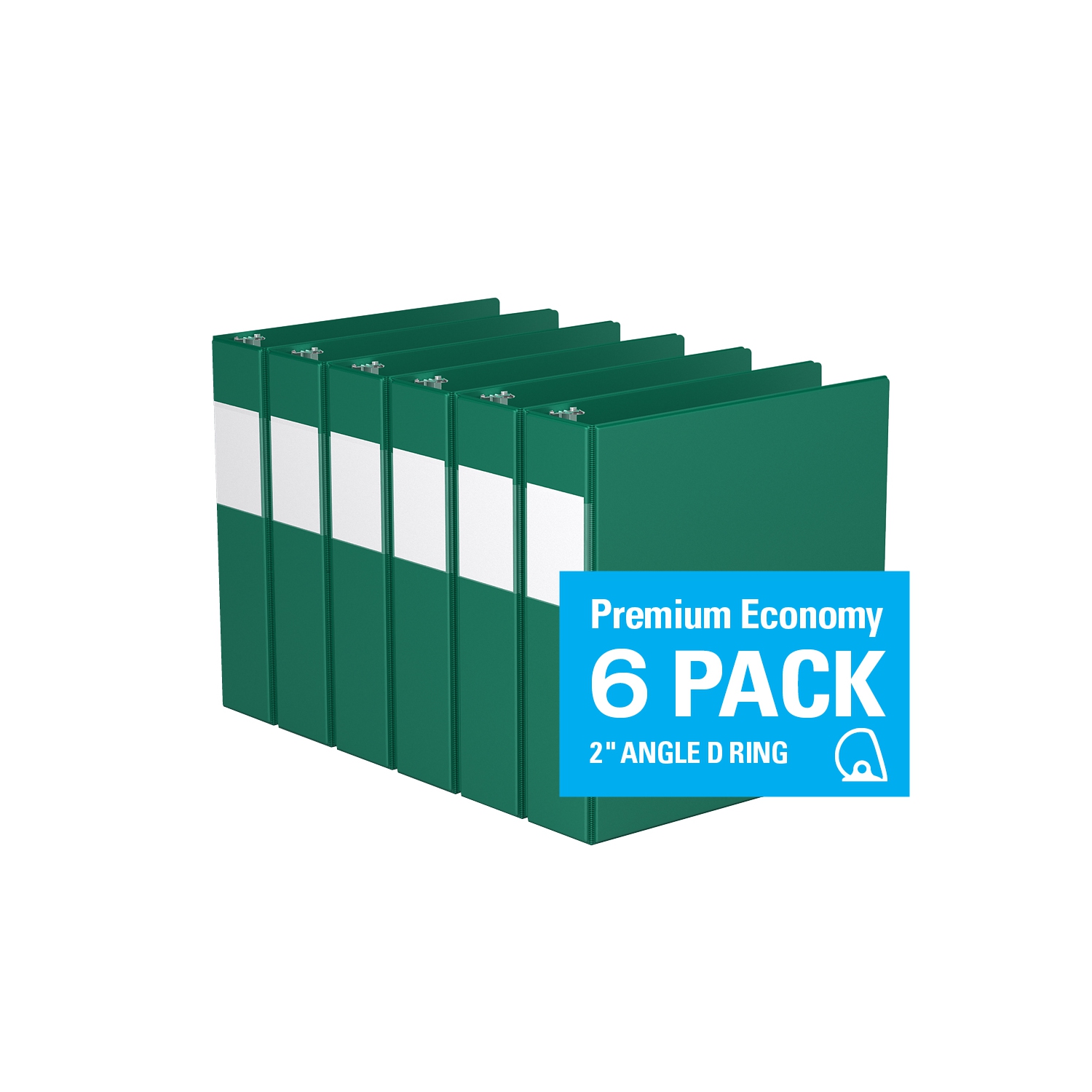 Davis Group Premium Economy D Ring Binder, 6 Pack, 2" - Green