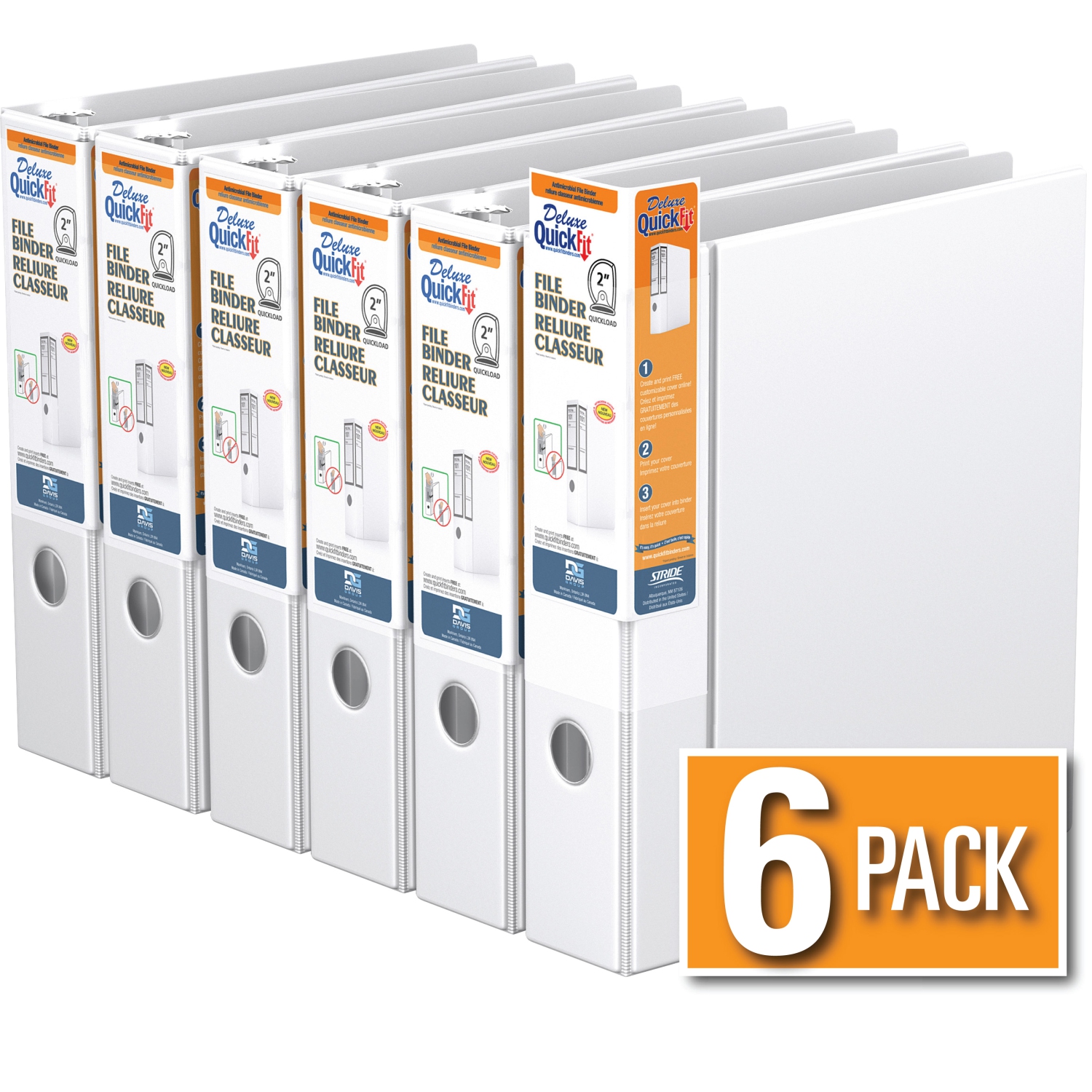 Davis Group Davis Group Davis Group QuickFit® Heavy Duty File Binder Quickload D Ring, 6 Pack, 2" - White
