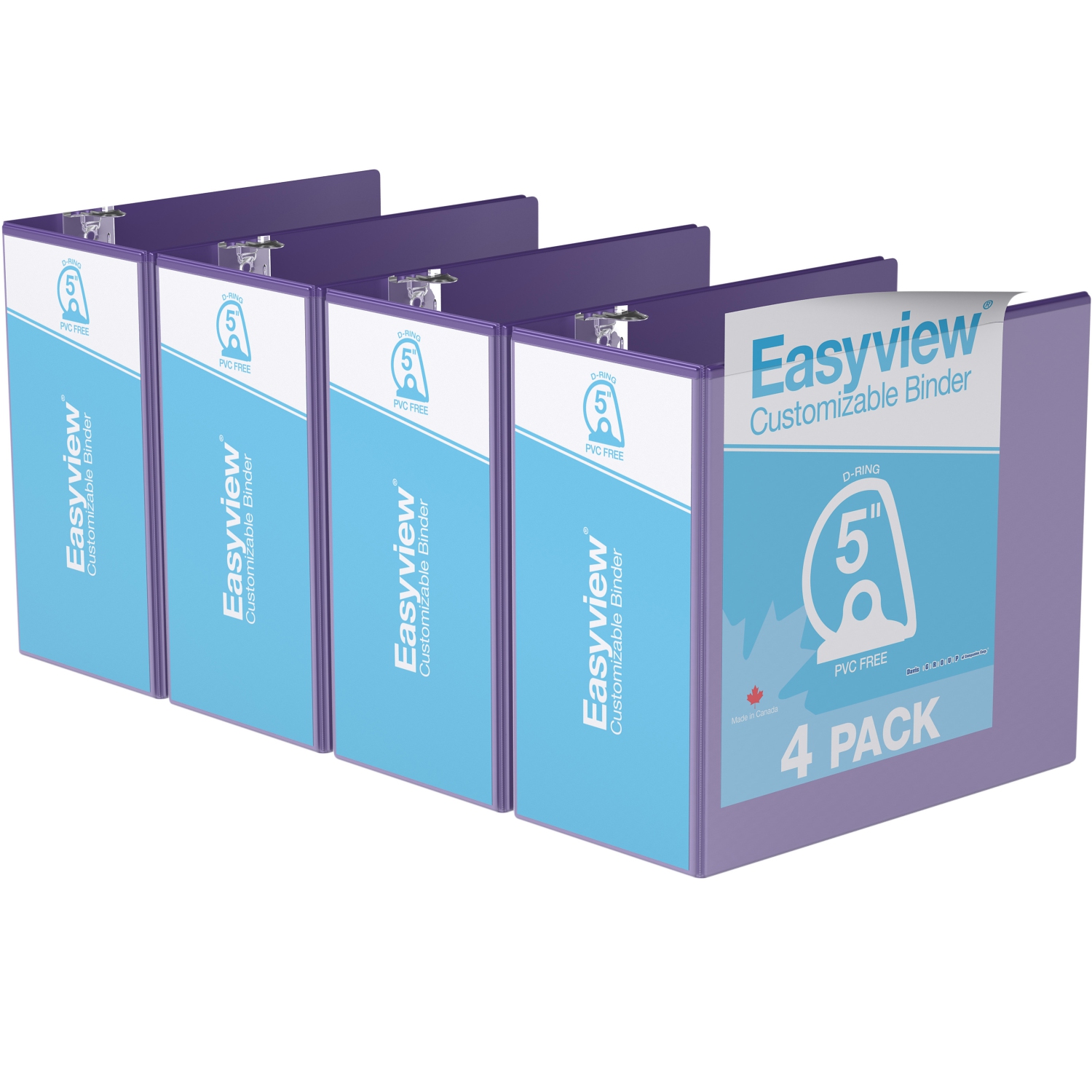 Davis Group Easyview® Premium D Ring Customizable View Binder, 4 Pack, 5" - Purple
