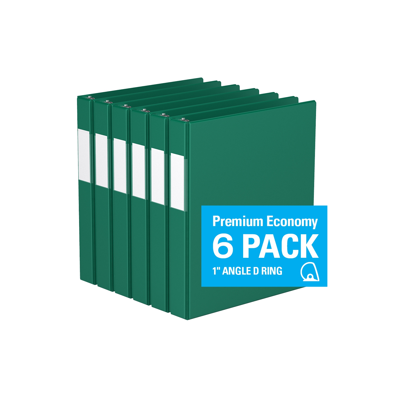 Davis Group Premium Economy D Ring Binder, 6 Pack, 1" - Green