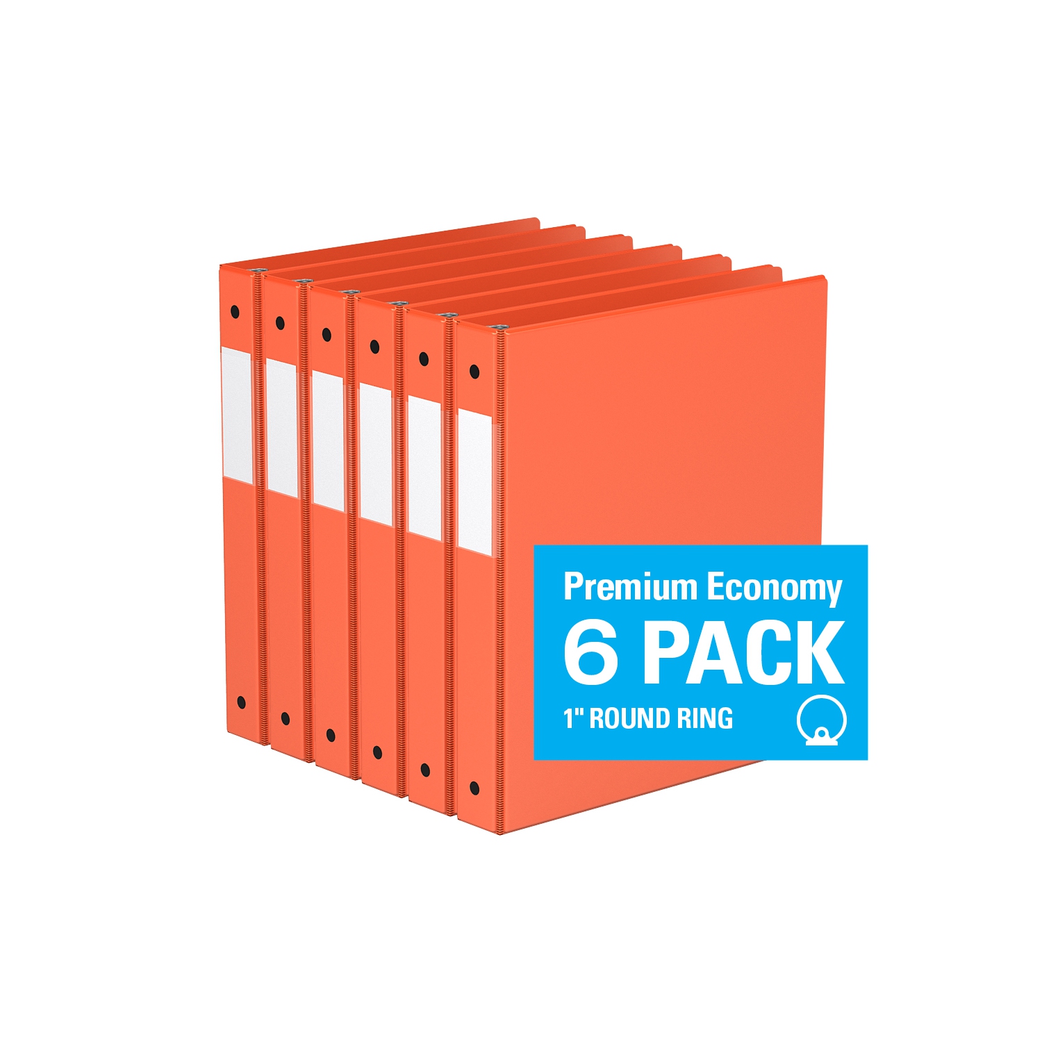 Davis Group Premium Economy Round Ring Binder, 6 Pack, 1"- Orange