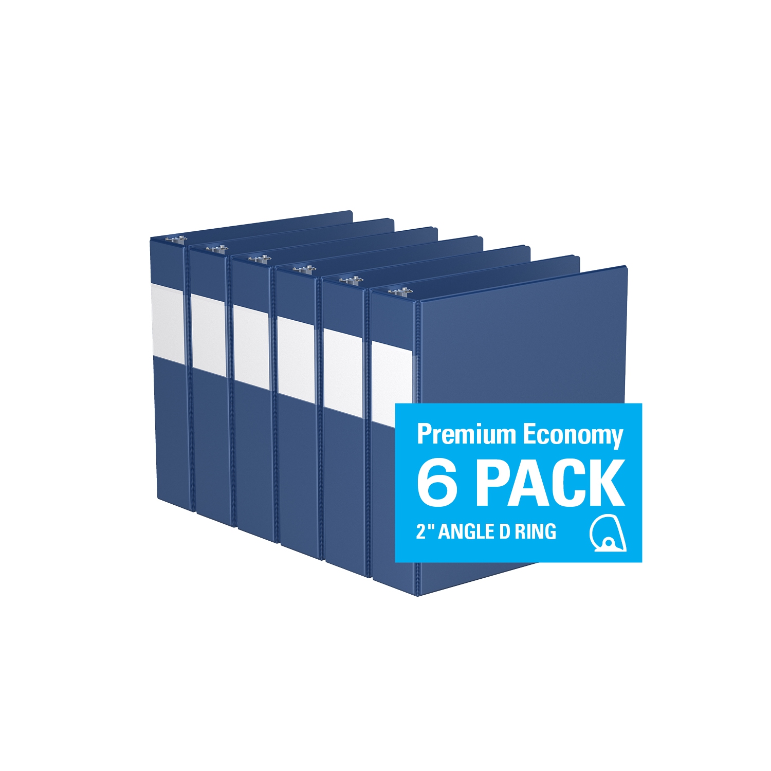 Davis Group Premium Economy D Ring Binder, 6 Pack, 2" - Royal Blue