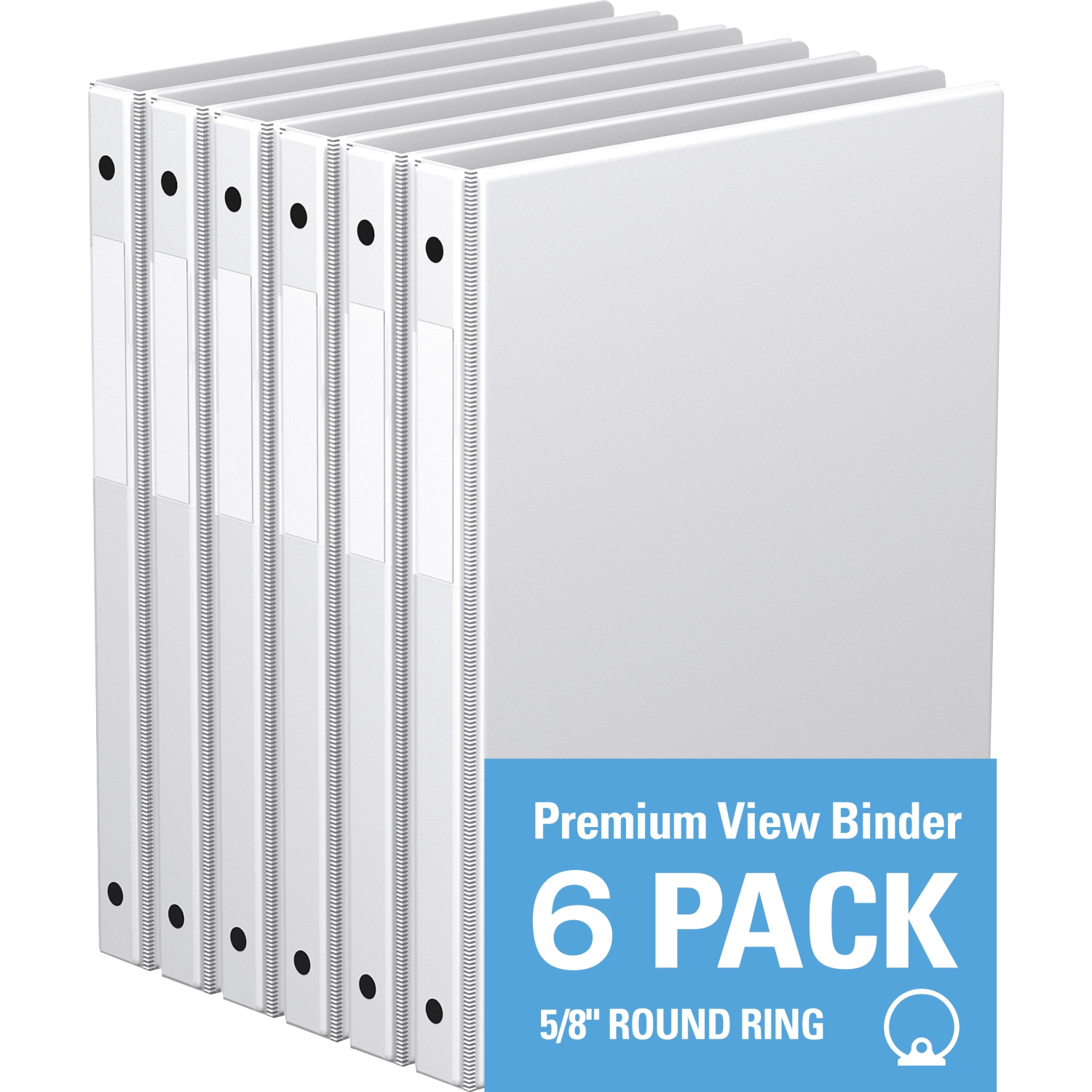Davis Group Premium Economy, Round Ring Binder, 6 Pack, 5/8" - White