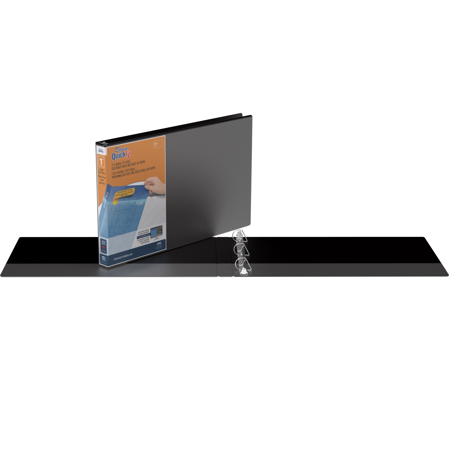 Davis Group QuickFit® 11 x 17 Heavy Duty D Ring Spreadsheet View Binder, 2 Pack, 1" - Black