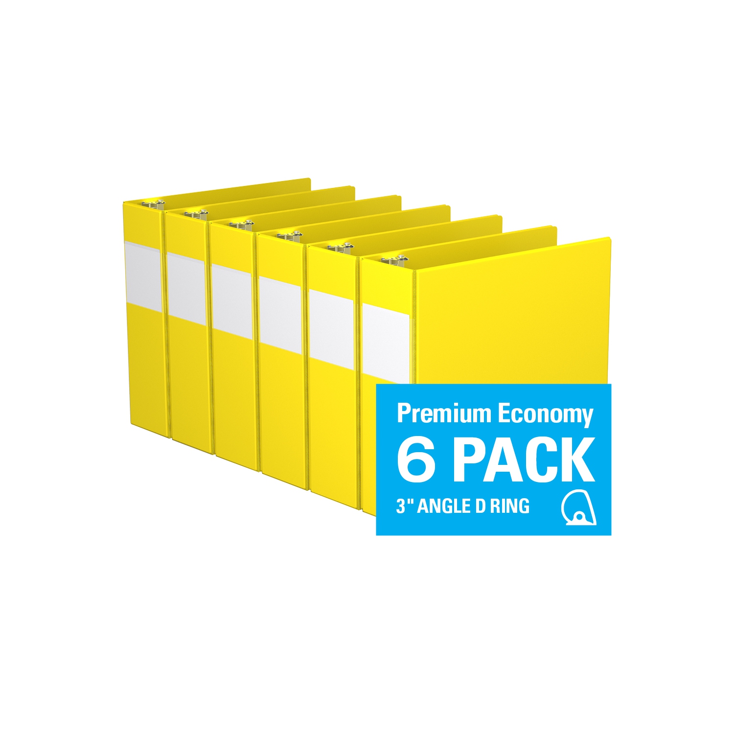 Davis Group Premium Economy D Ring Binder, 6 Pack, 3" - Yellow