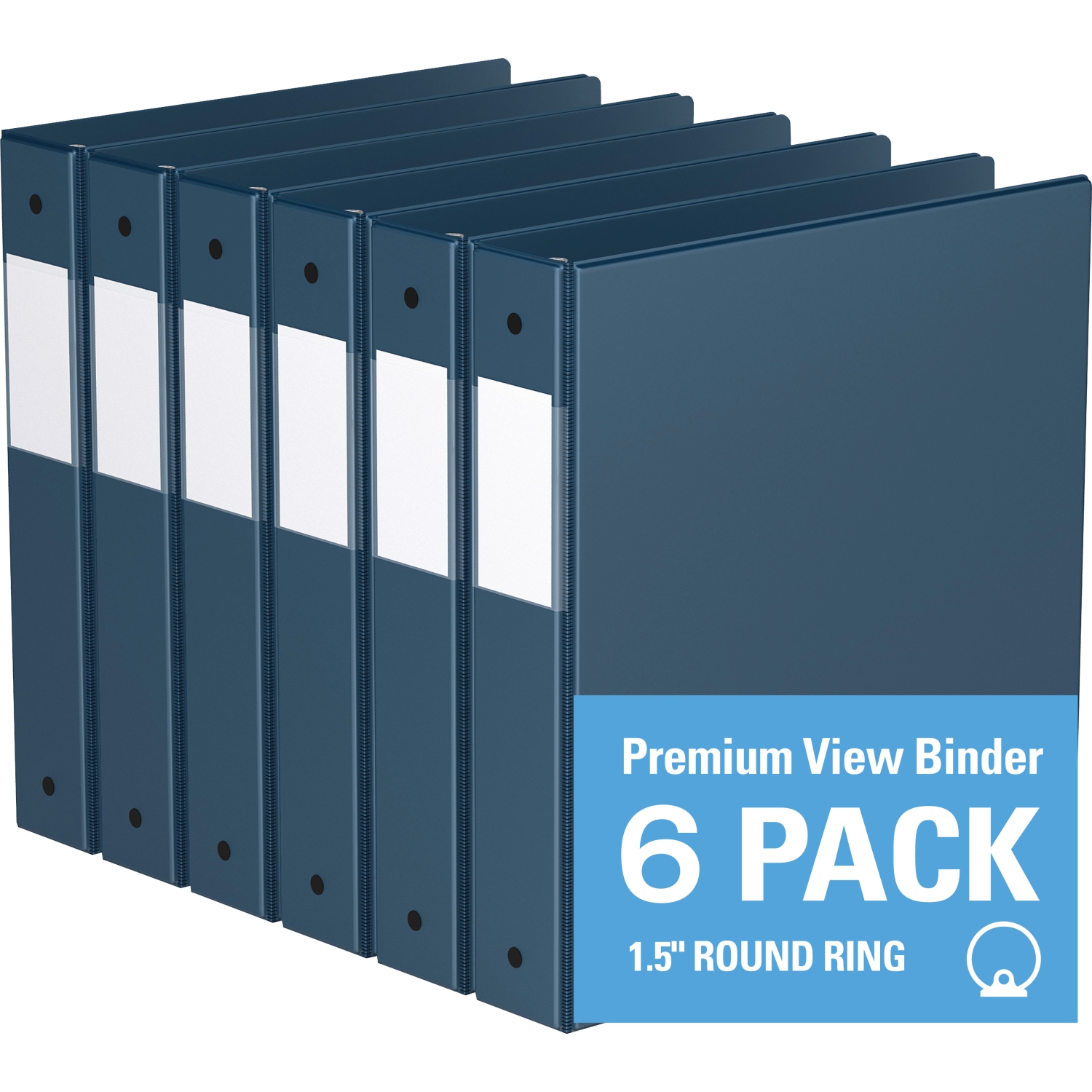 Davis Group Premium Economy Round Ring Binder, 6 Pack, 1.5" - Navy Blue