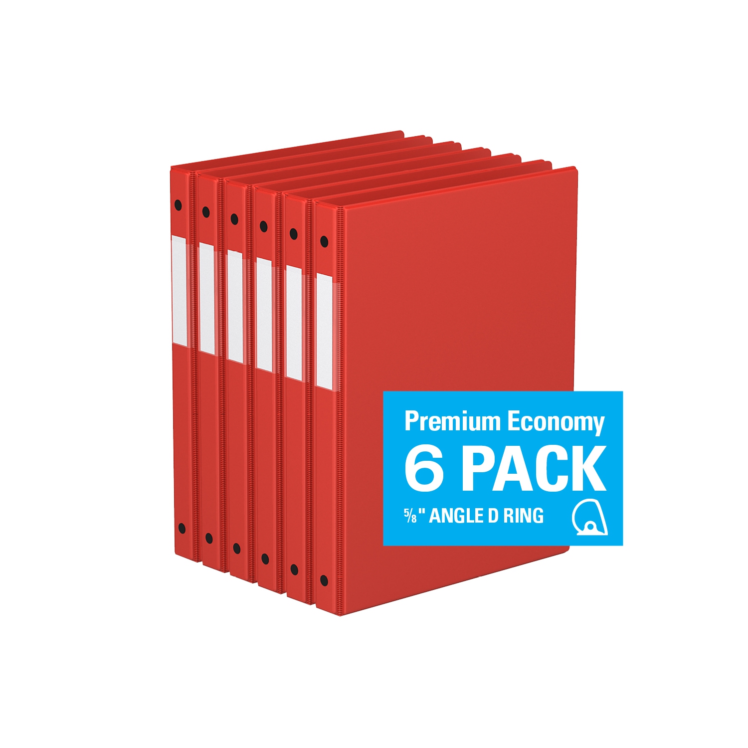 Davis Group Premium Economy Round Ring Binder, 6 Pack, 5/8" - Red