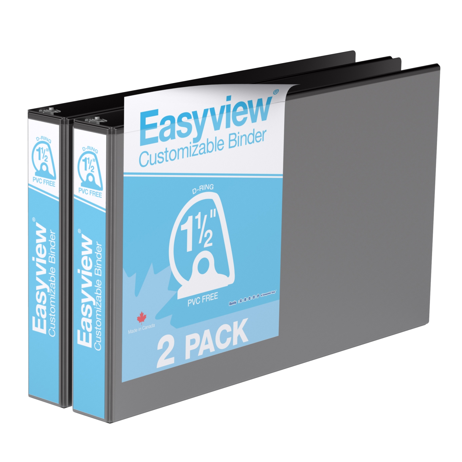 Reliure Easyview® Premium, anneaux inclinés en D, personnalisable, format 11 po x 17 po, paquet de 2