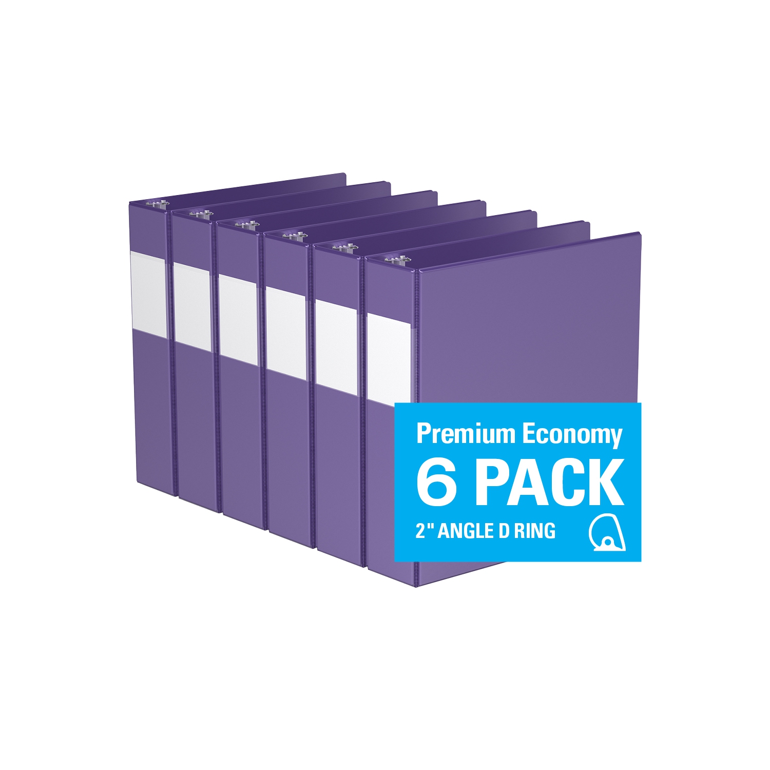 Davis Group Premium Economy D Ring Binder, 6 Pack, 2" - Purple