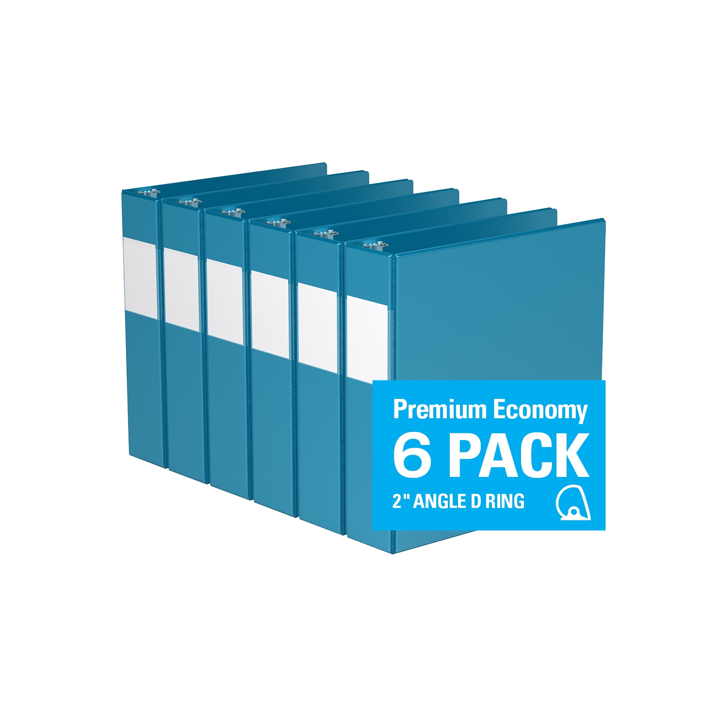 Davis Group Premium Economy D Ring Binder, 6 Pack, 2" - Turquoise Blue