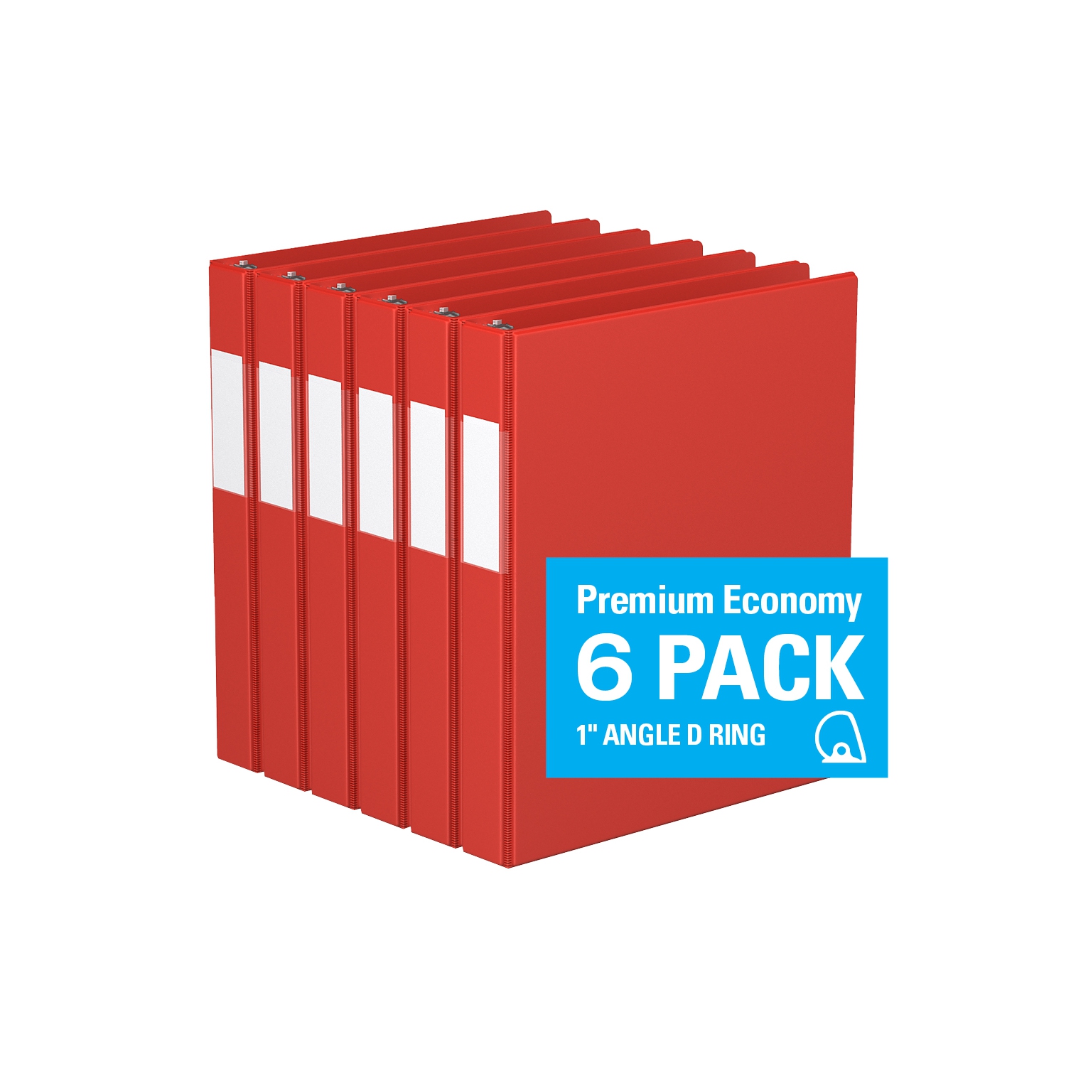3, Red Angle D Ring Binder 6 Pack Premium Economy 