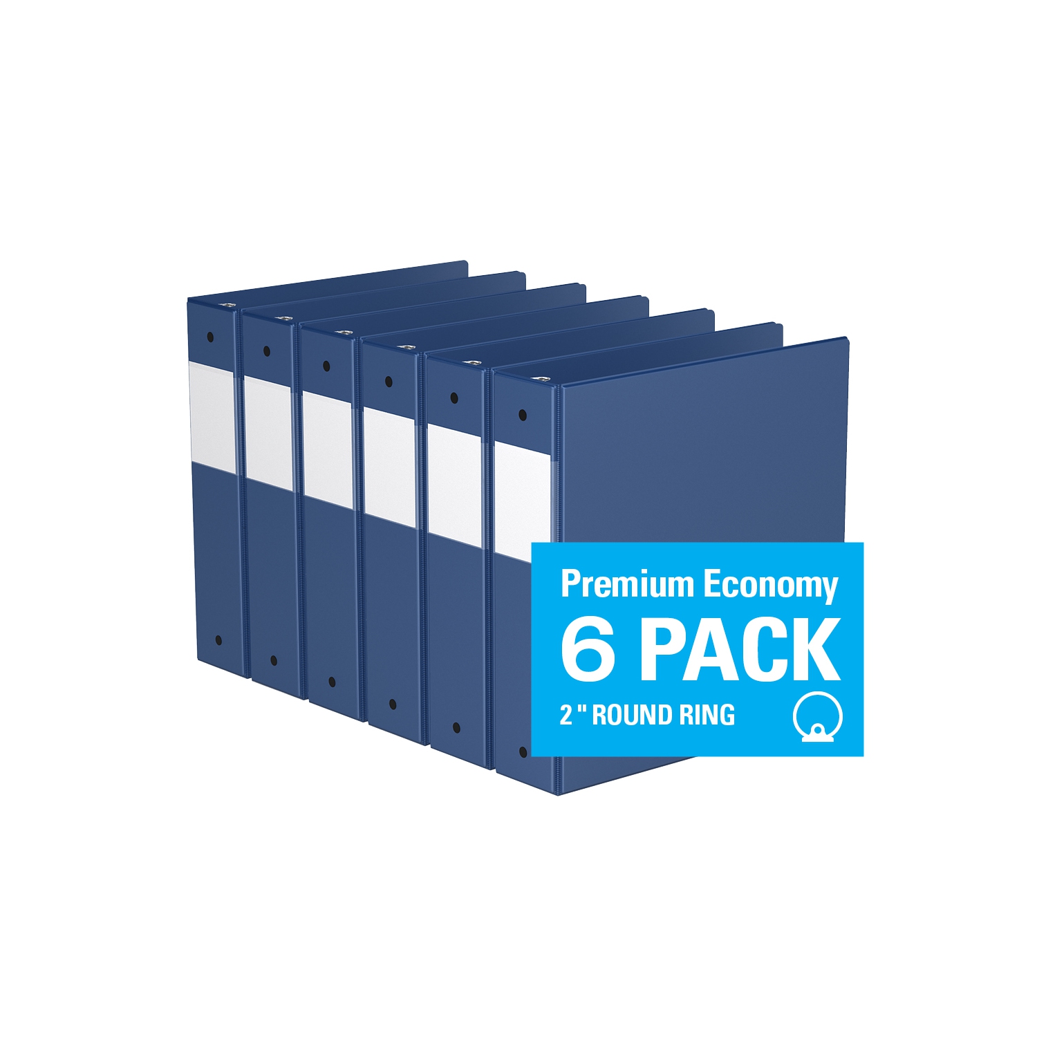 Davis Group Premium Economy Round Ring Binder, 6 Pack, 2" - Royal Blue