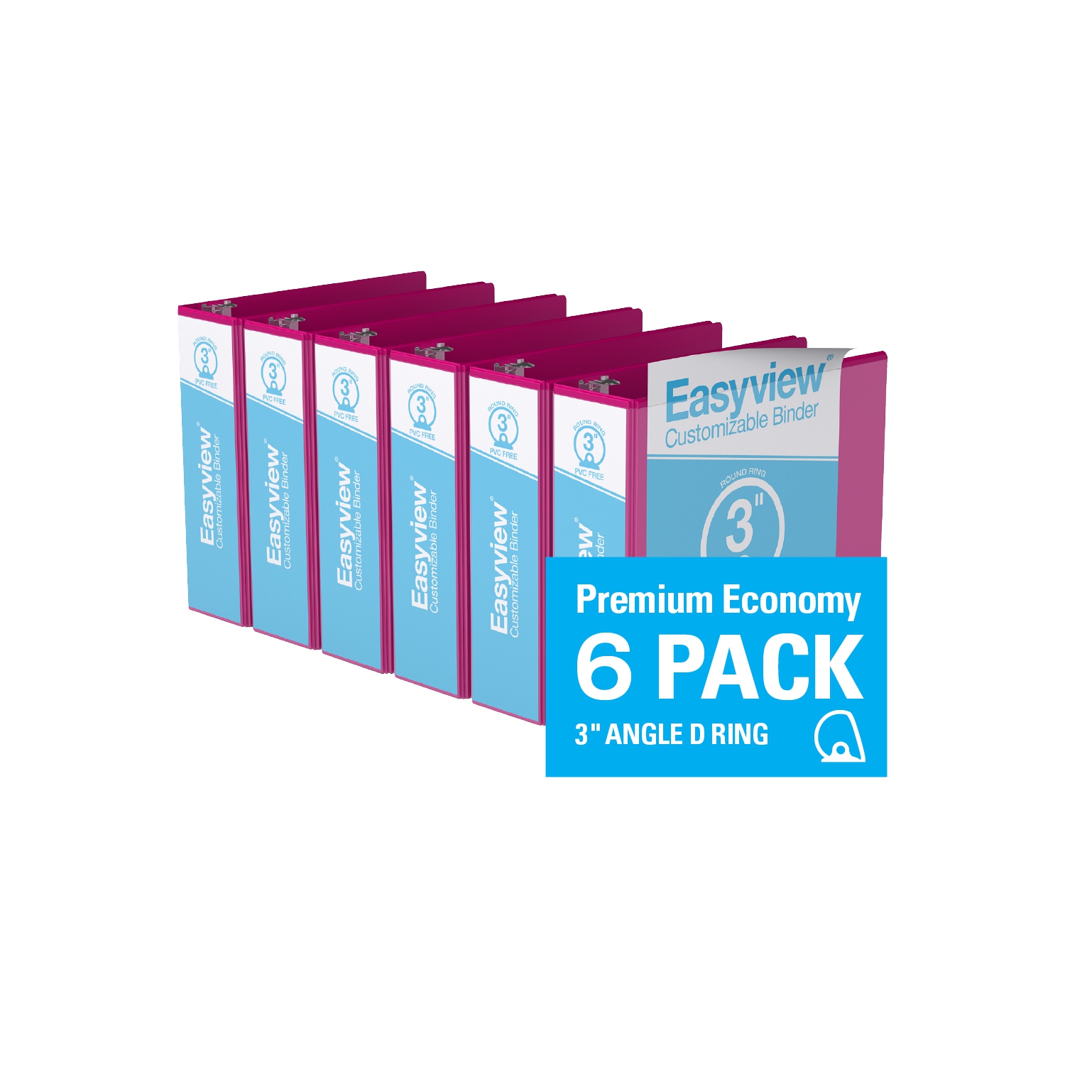 Davis Group – reliure à anneaux ronds personnalisable EasyView® Premium, 6/pqt, 3 po - Rose, 3 po