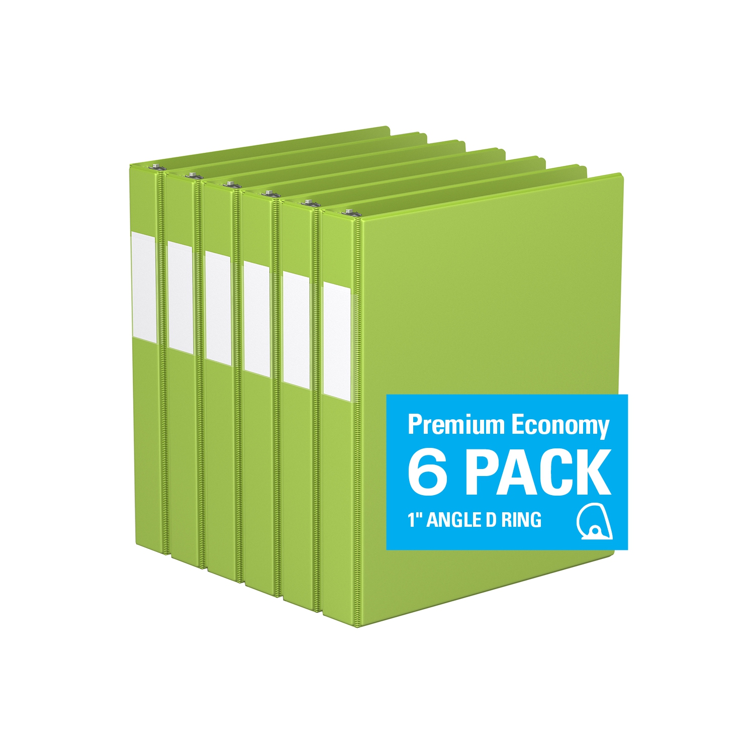 Davis Group Premium Economy D Ring Binder, 6 Pack, 1" - Lime Green