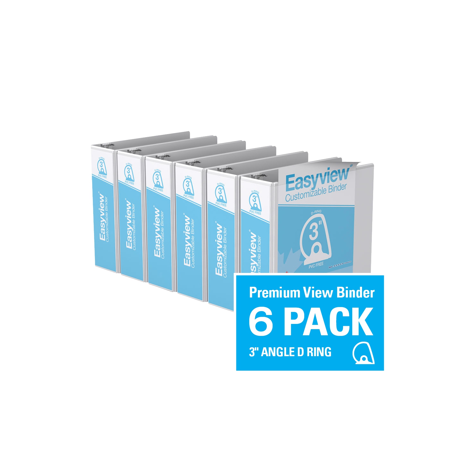 Davis Group Easyview® Premium D Ring Customizable View Binder, 6 Pack, 3" - White