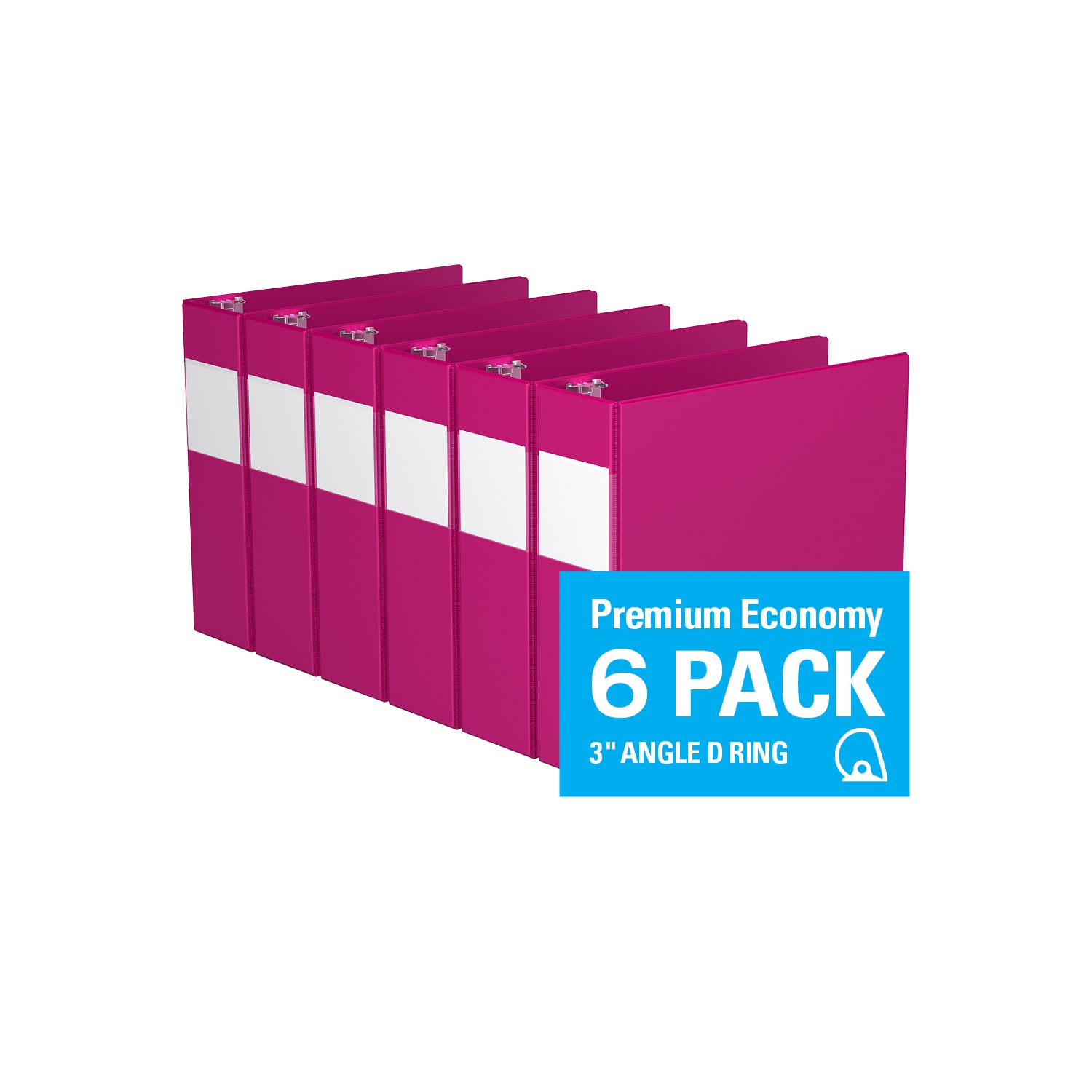 Davis Group Premium Economy D Ring Binder, 6 Pack, 3" - Pink