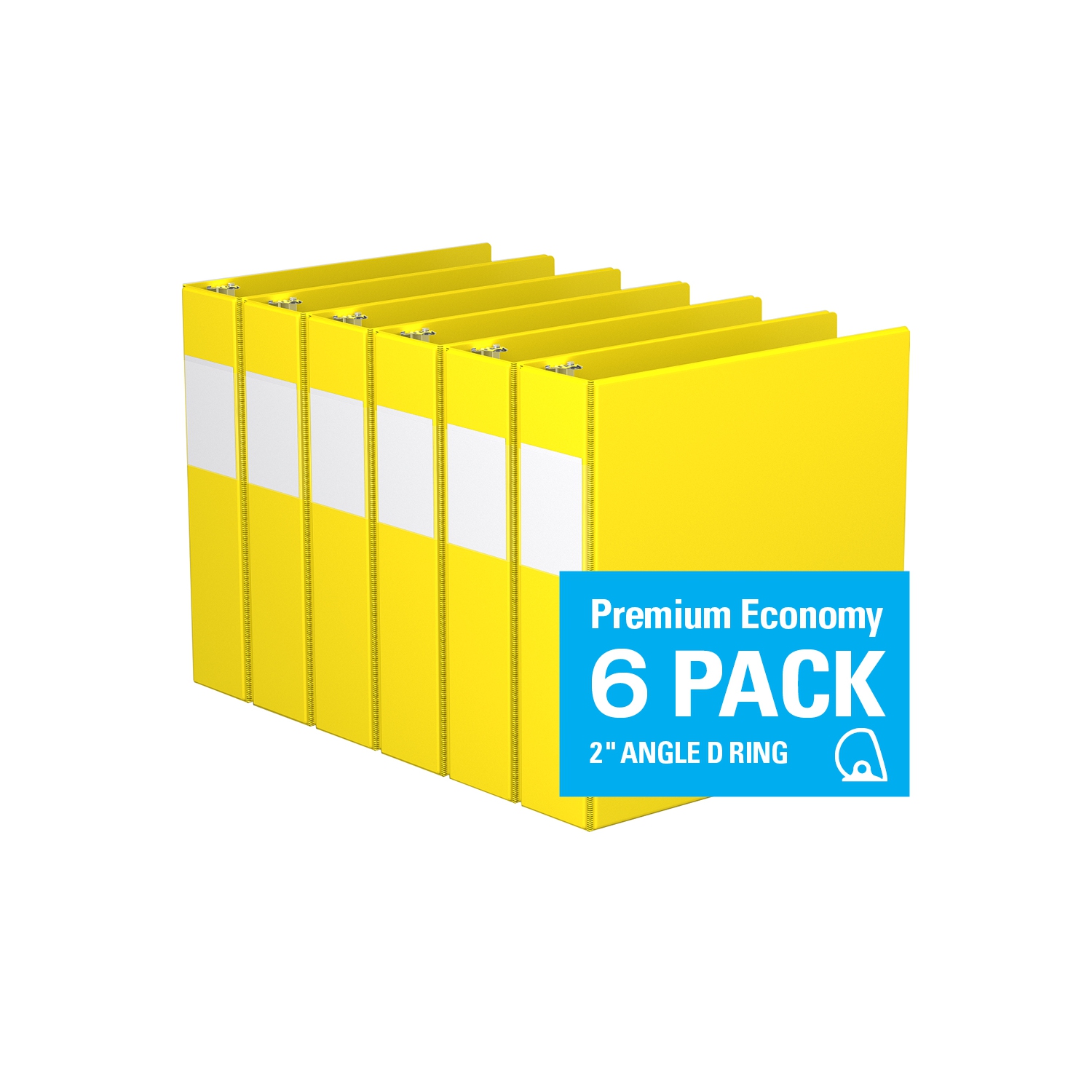 Davis Group Premium Economy D Ring Binder, 6 Pack, 2" - Yellow